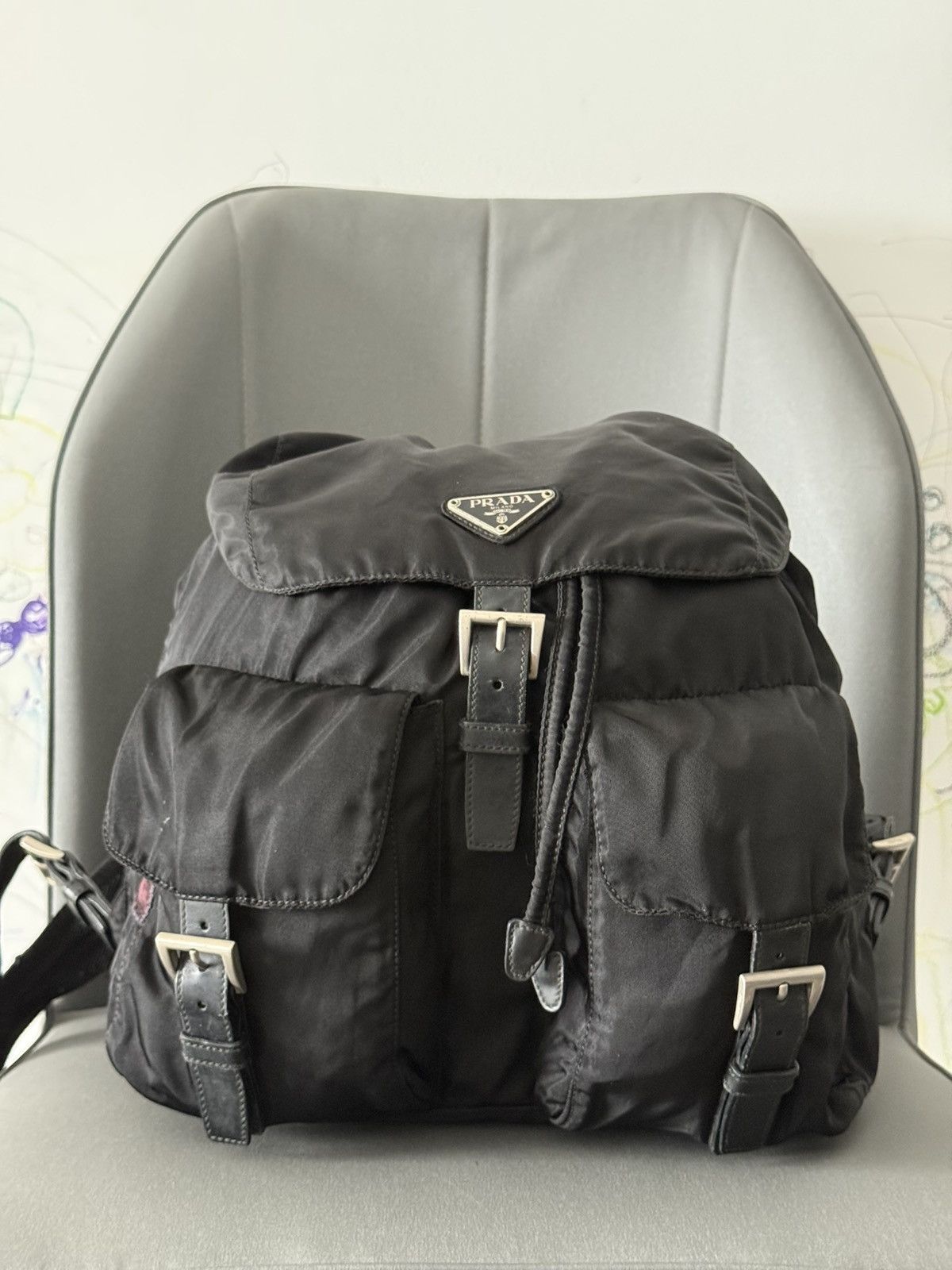 Prada Vintage Prada Black Large Backpack Size ONE SIZE - 2 Thumbnail