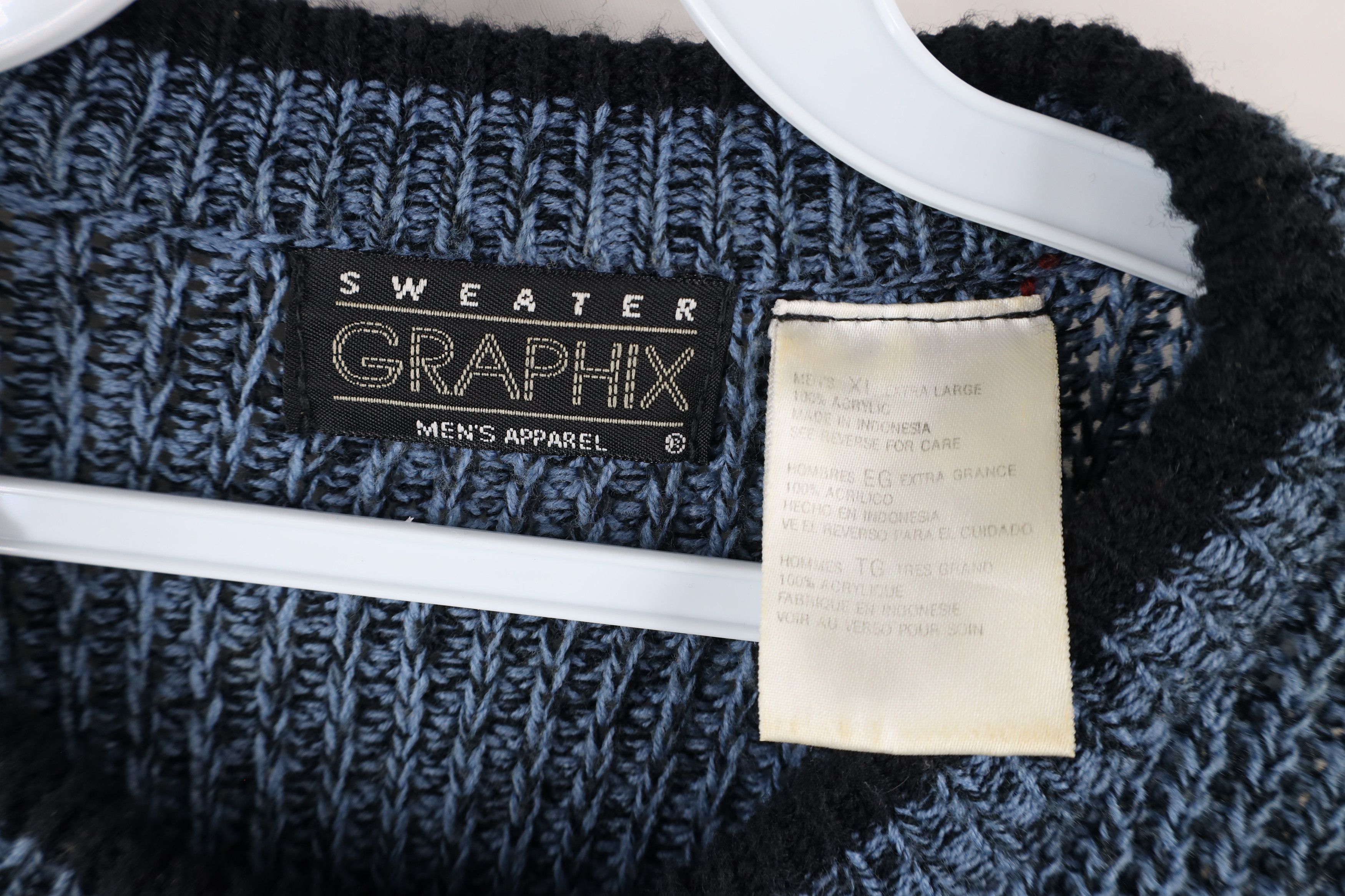 Vintage Vintage 90s Streetwear Blank Chunky Ribbed Knit Sweater Blue Size US XL / EU 56 / 4 - 4 Thumbnail