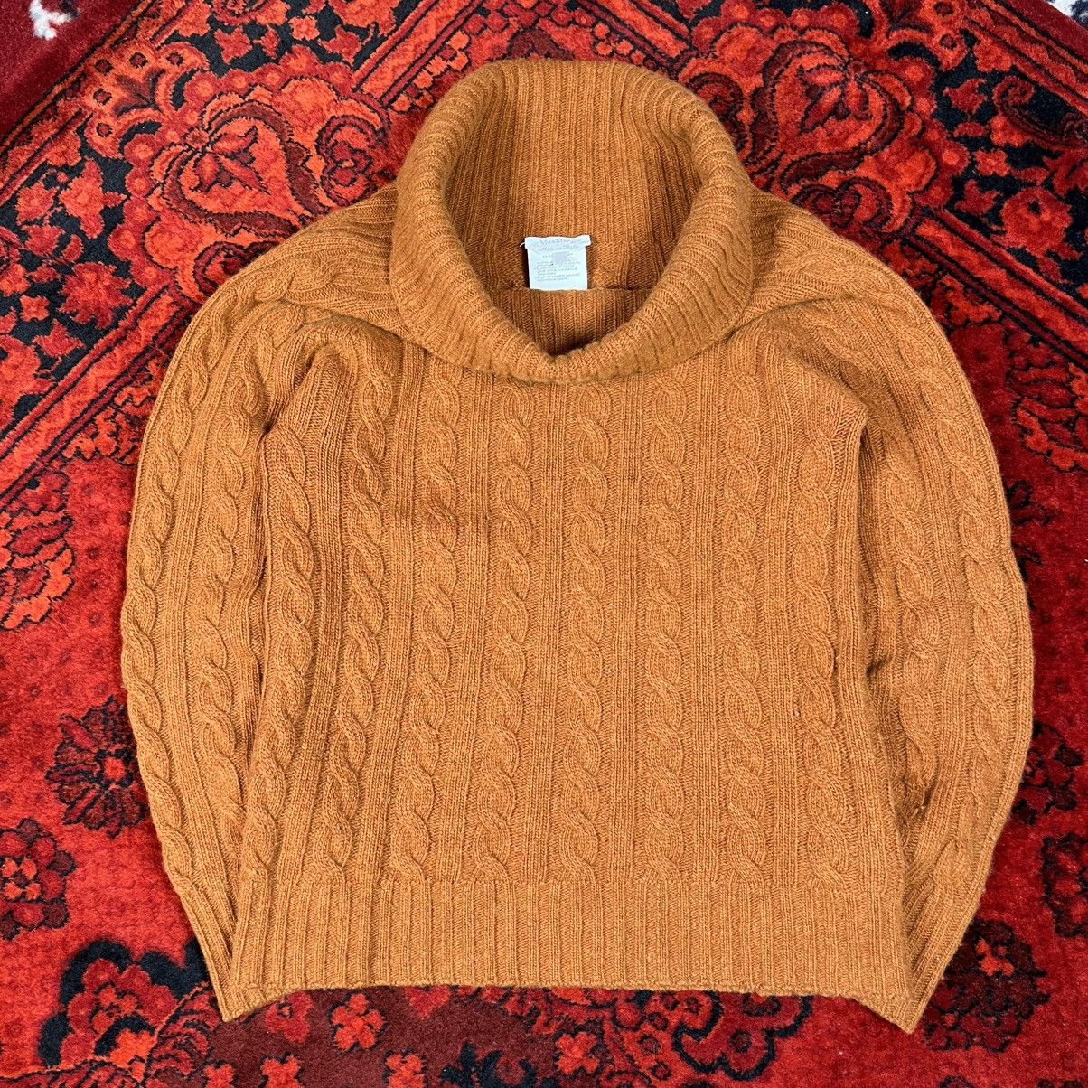 Max Mara Max Mara Orange Wool Cashmere Ribbed Turtleneck Knit Sweater Size S / US 4 / IT 40 - 2 Thumbnail