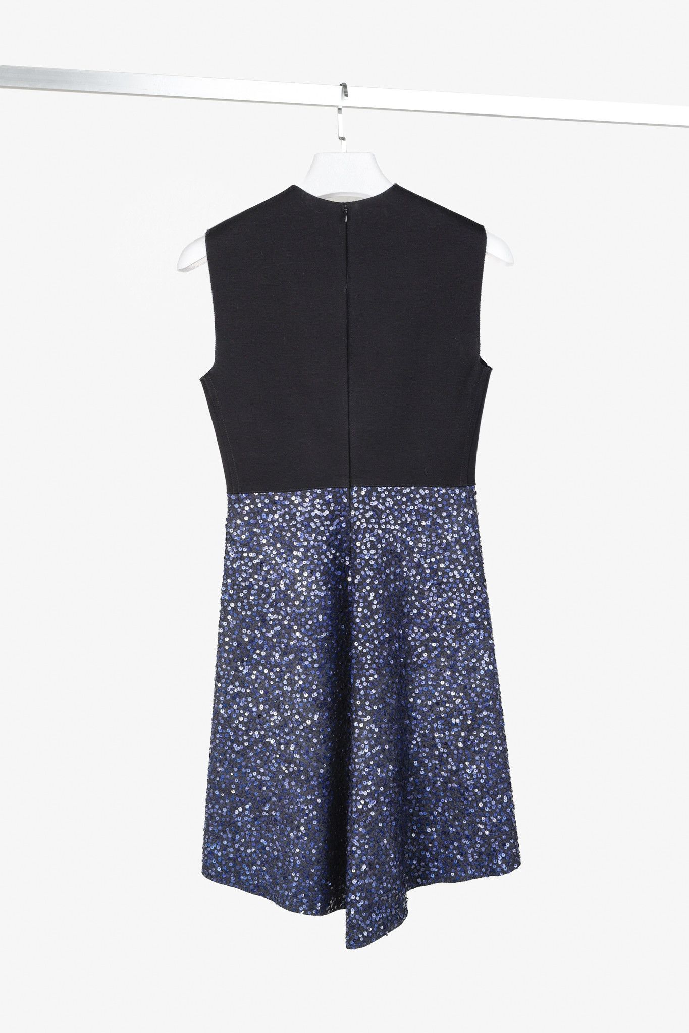 Marie Saint Pierre Marie Saint Pierre Black-Ponte Blue-Sequin Midi-Dress Size S / US 4 / IT 40 - 2 Thumbnail