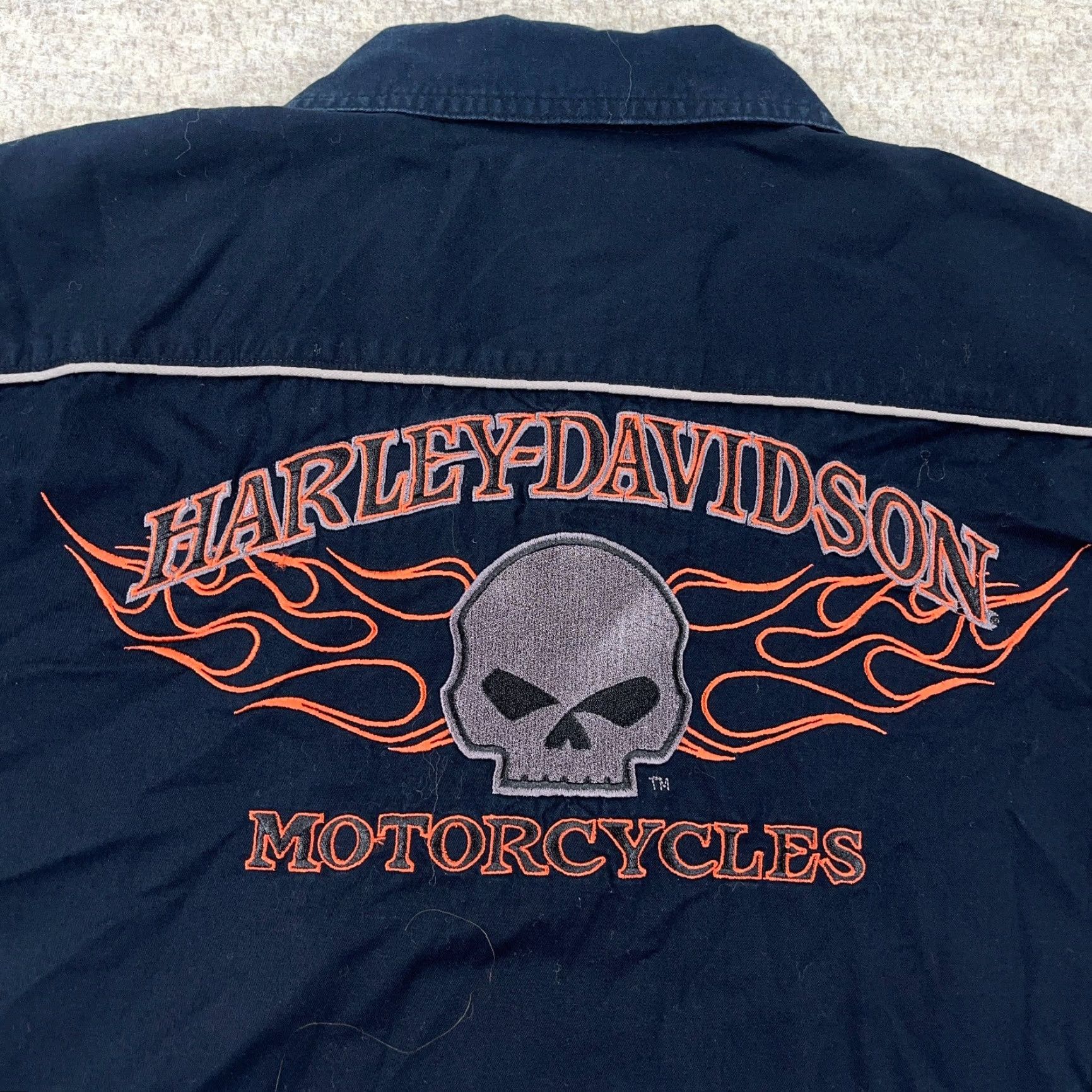 Harley Davidson Harley-Davidson Shirt Men Medium Black Button Up Fire Flame Winged Skull Y2K Size US M / EU 48-50 / 2 - 3 Thumbnail