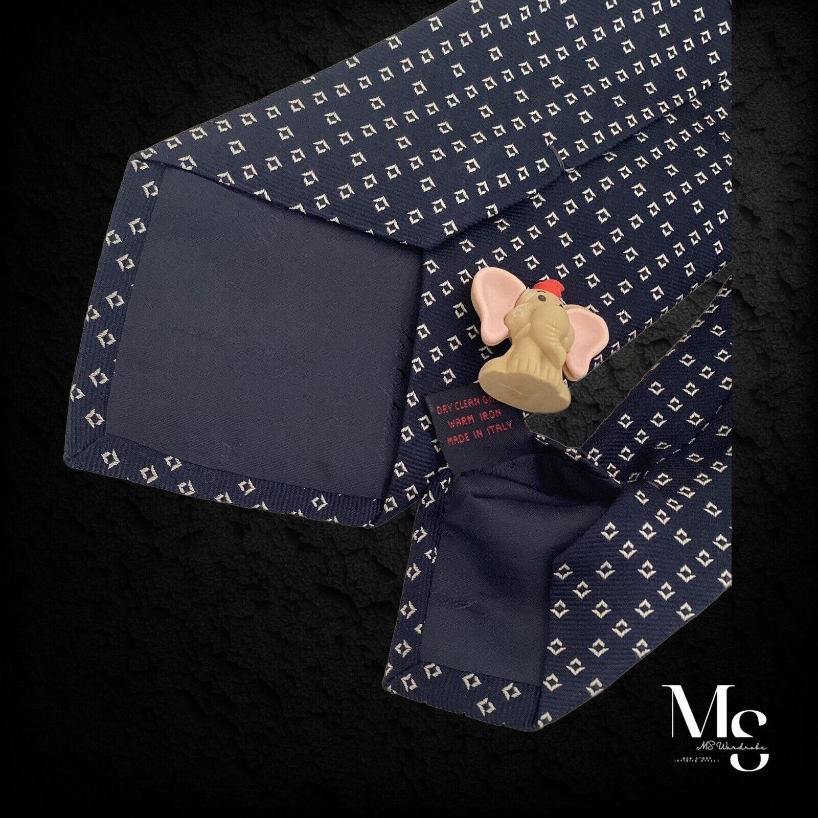 Les Copains LES COPAINS Navy Blue Geometric Silk Tie Made In Italy W: 3 Size ONE SIZE - 3 Thumbnail