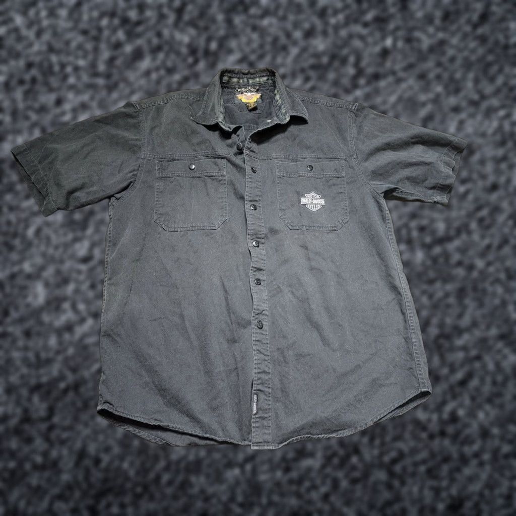 Harley Davidson Harley-Davidson Black Short Sleeve Button-Up Shirt Mens XL Faded Shirt Logo Biker Size US XL / EU 56 / 4 - 1 Thumbnail