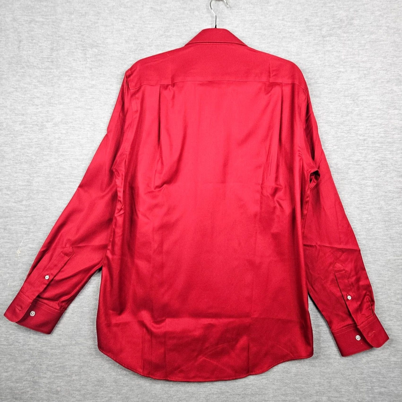 Pronto Uomo PRONTO UOMO Shirt Button-Up Red 100% Cotton Long Sleeve Size 16 New Non-Iron Button-Down Collar Mens Regular Cloth Shirt Size US L / EU 52-54 / 3 - 2 Thumbnail