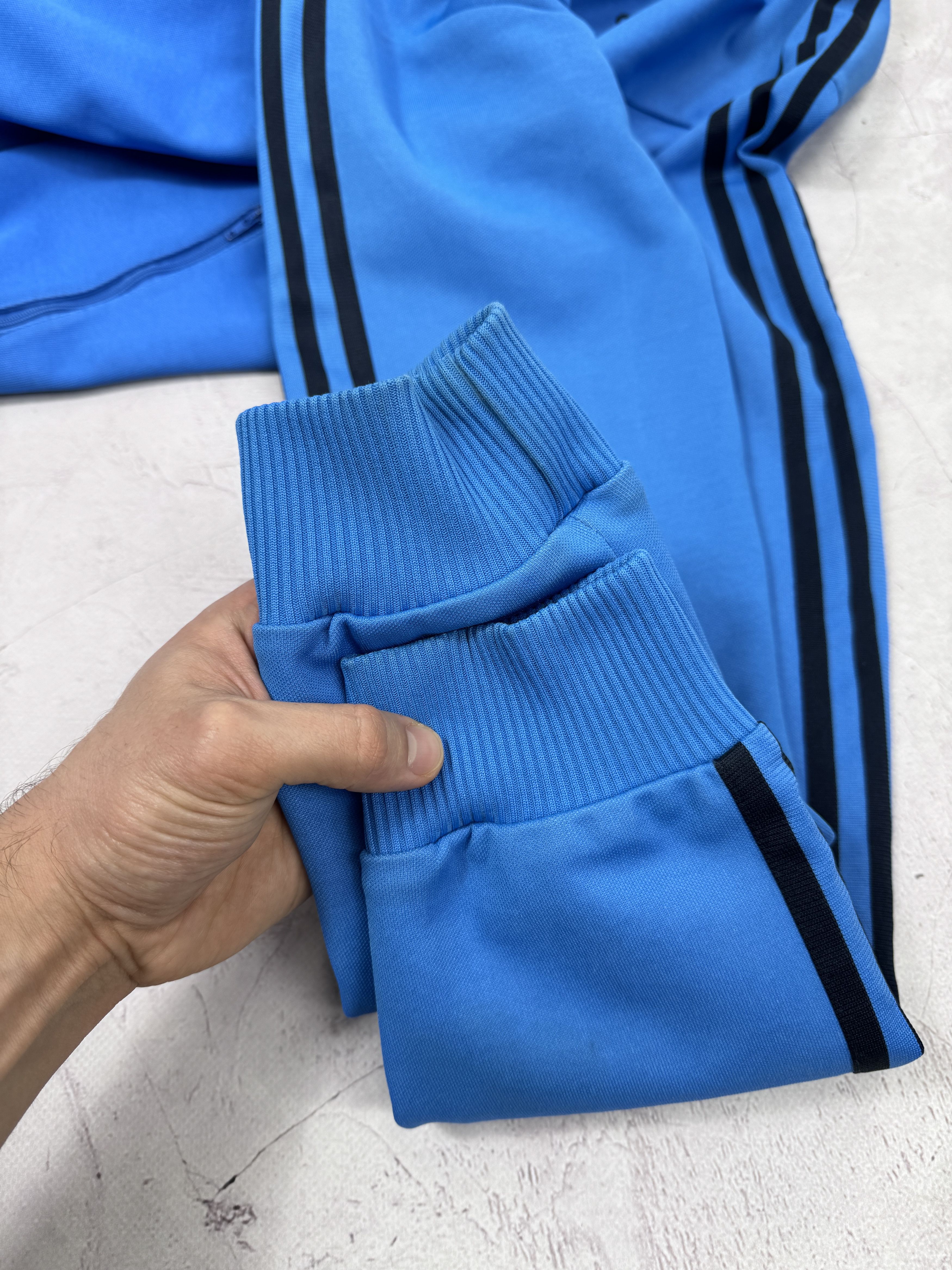 Adidas × Vintage Y2K Adidas Track Jacket Blue & Black Stripes Size US M / EU 48-50 / 2 - 18 Thumbnail