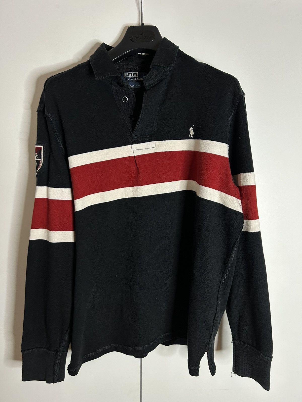 Polo Ralph Lauren × Ralph Lauren × Vintage Vintage 90s Polo Striped Boxy Rugby Polo Long Sleeve Shirt Size US L / EU 52-54 / 3 - 1 Thumbnail