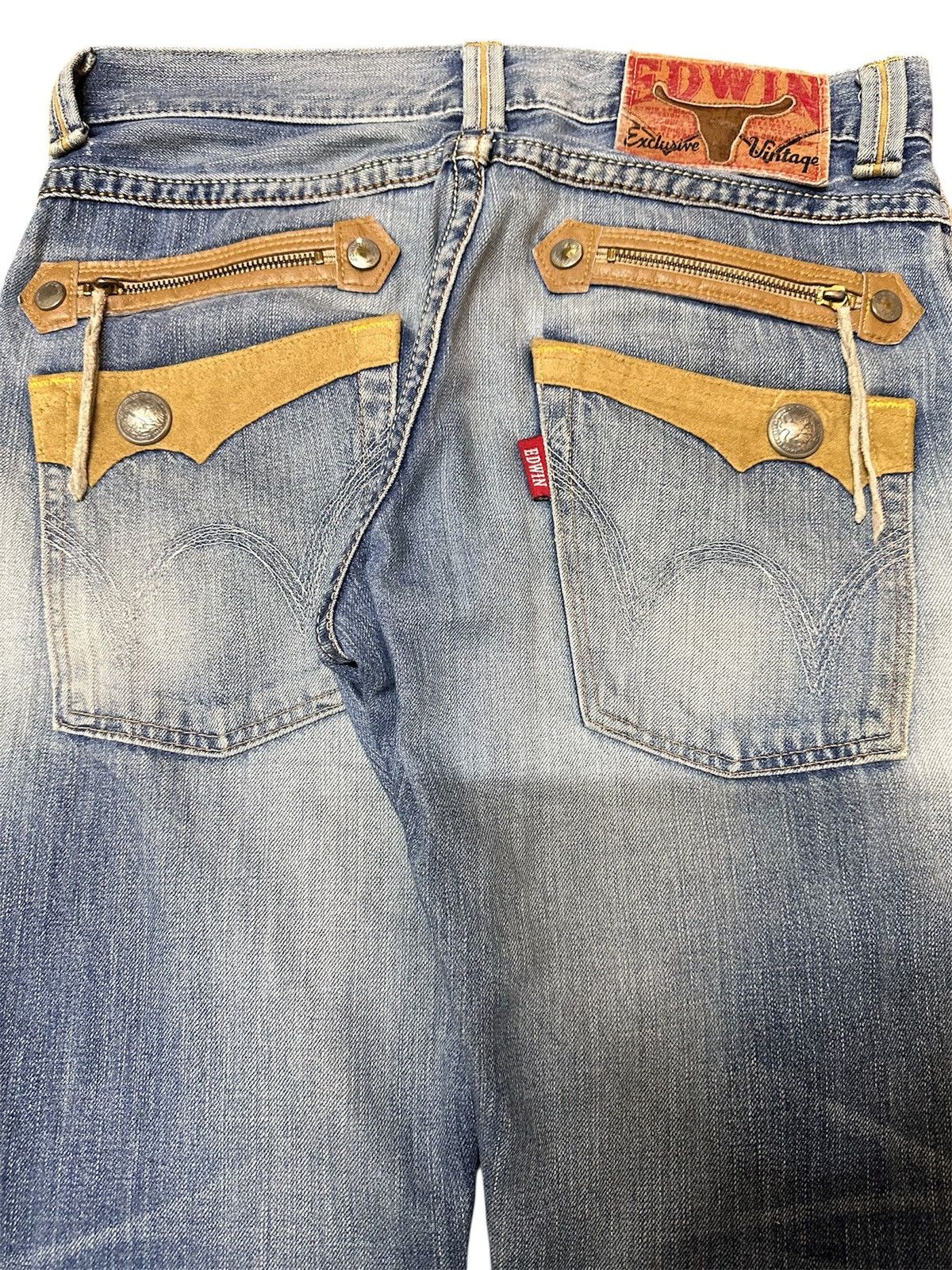 Edwin Edwin XV Leather Trimmed Whiskers Jeans Japan Made Size US 32 / EU 48 - 16 Thumbnail