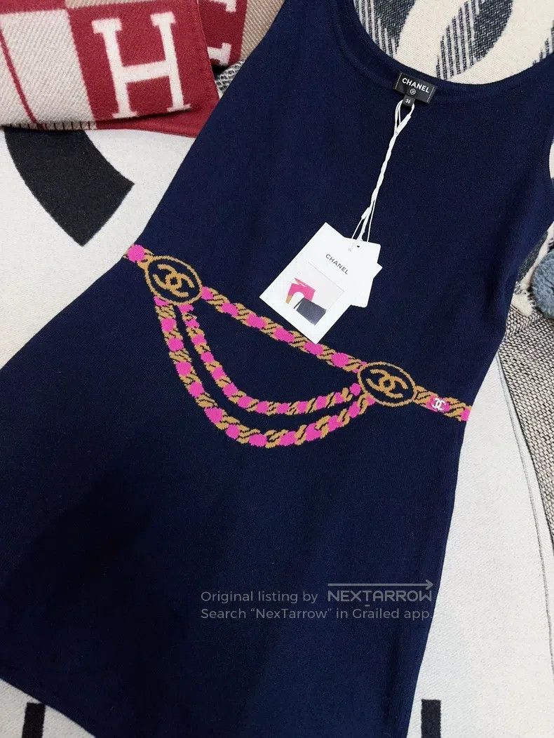 Chanel Chanel Ski Series Dark Blue Knitted Pink Jewellery Belt Pr Size XS / US 0-2 / IT 36-38 - 2 Thumbnail
