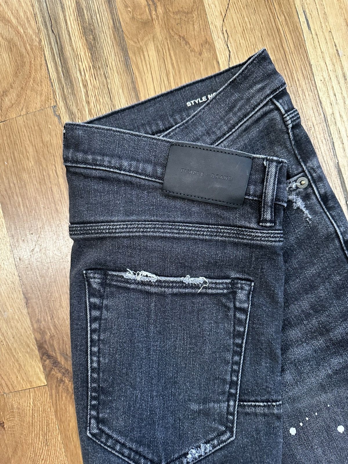 Purple Brand Purple Brand Knee Rip Paint Splatter Gray Denim Jeans Sz 33 Size US 33 - 4 Thumbnail