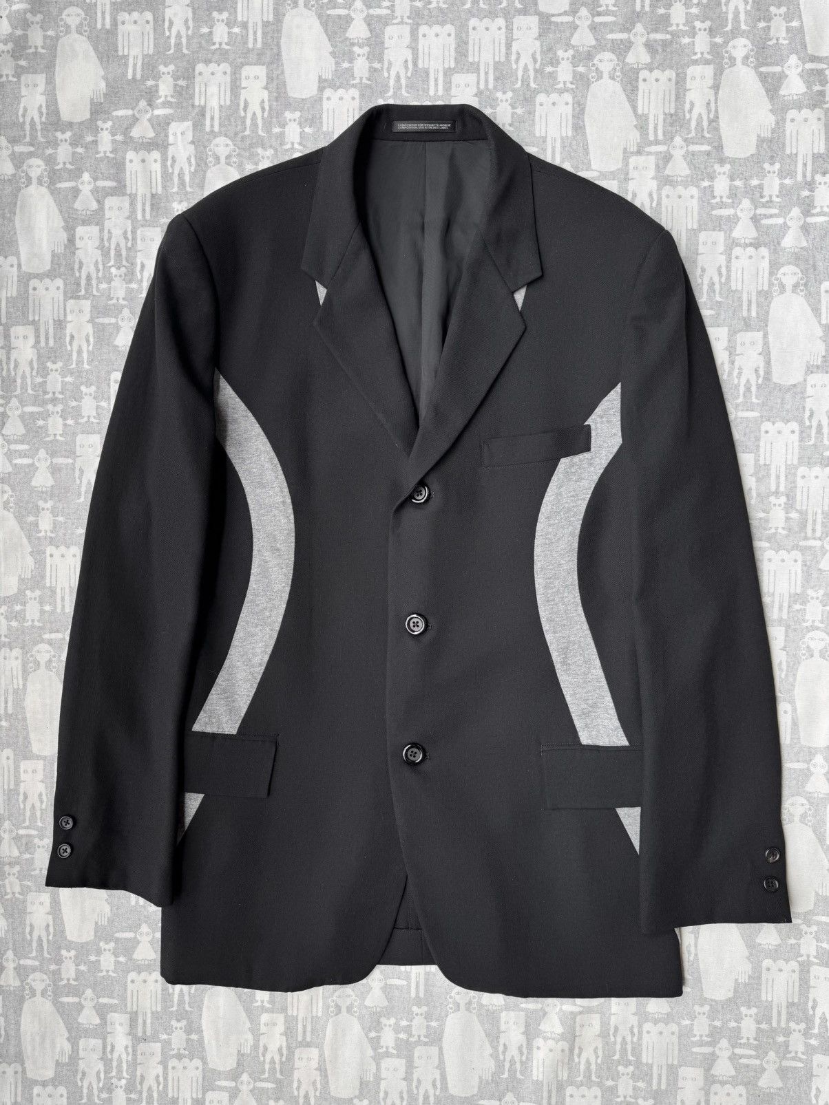 Yohji Yamamoto Yohji Yamamoto Pour Homme SS07 Jersey Appliqué Stripe Blazer Size 50L - 1 Thumbnail