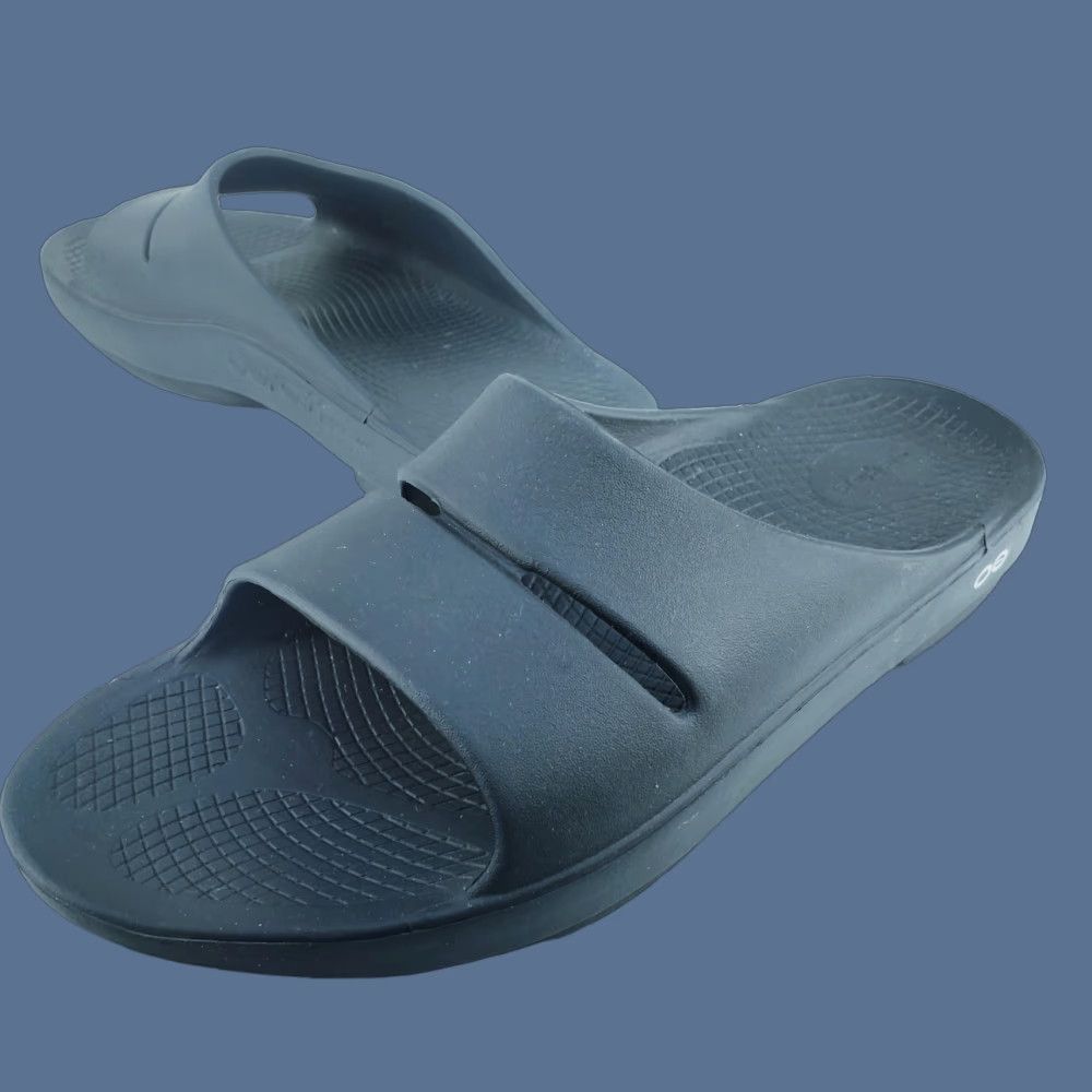 Vintage OOFOS Men’s OOahh Slide Black 13 Casual Sandal Rubber Upper Cushy Comfort Recovery Athletic Shoes Mens Black Slide Size ONE SIZE - 1 Thumbnail