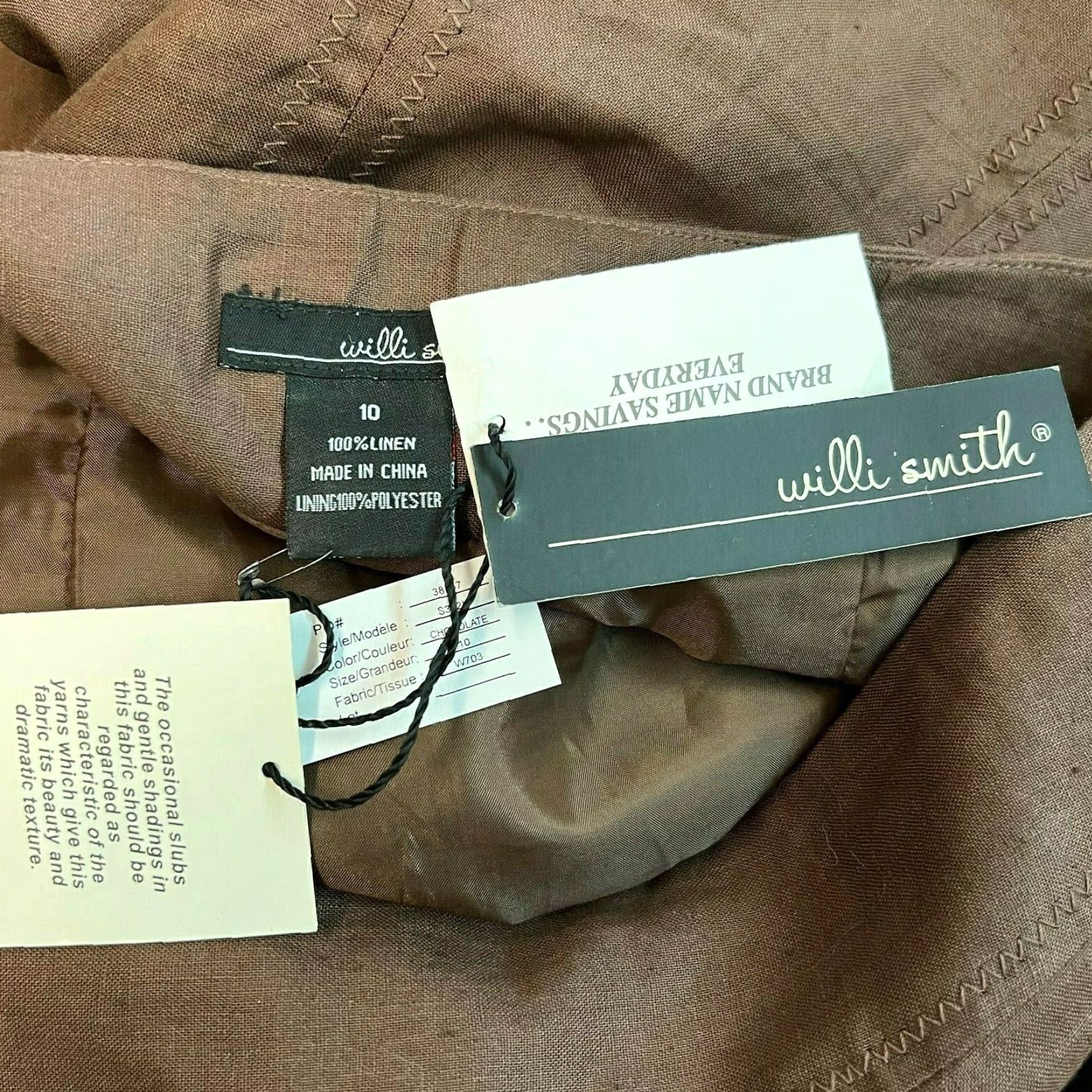Willi Smith Willi Smith Linen Mini Skirt Women's Size 10 Casual Brown Side Zip Classic Size 32" / US 10 / IT 46 - 6 Thumbnail