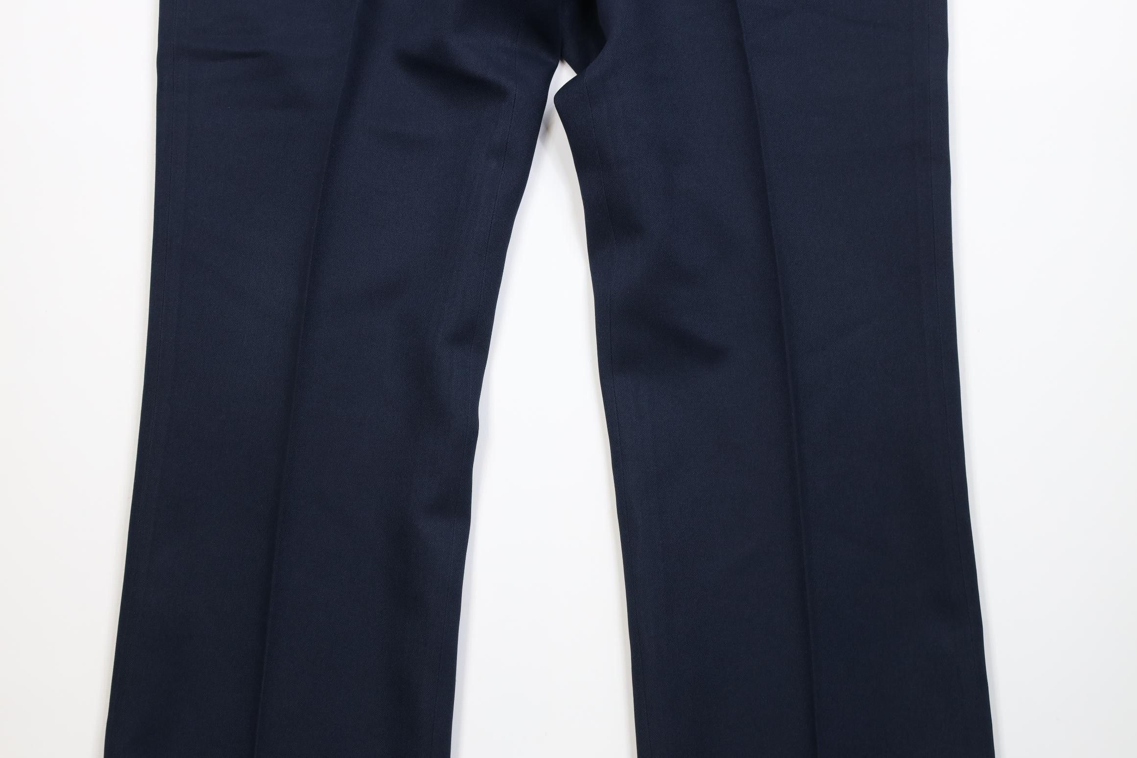 Vintage Vintage 70s Streetwear Wide Leg Chino Pants Navy Blue USA Size US 38 / EU 54 - 3 Thumbnail