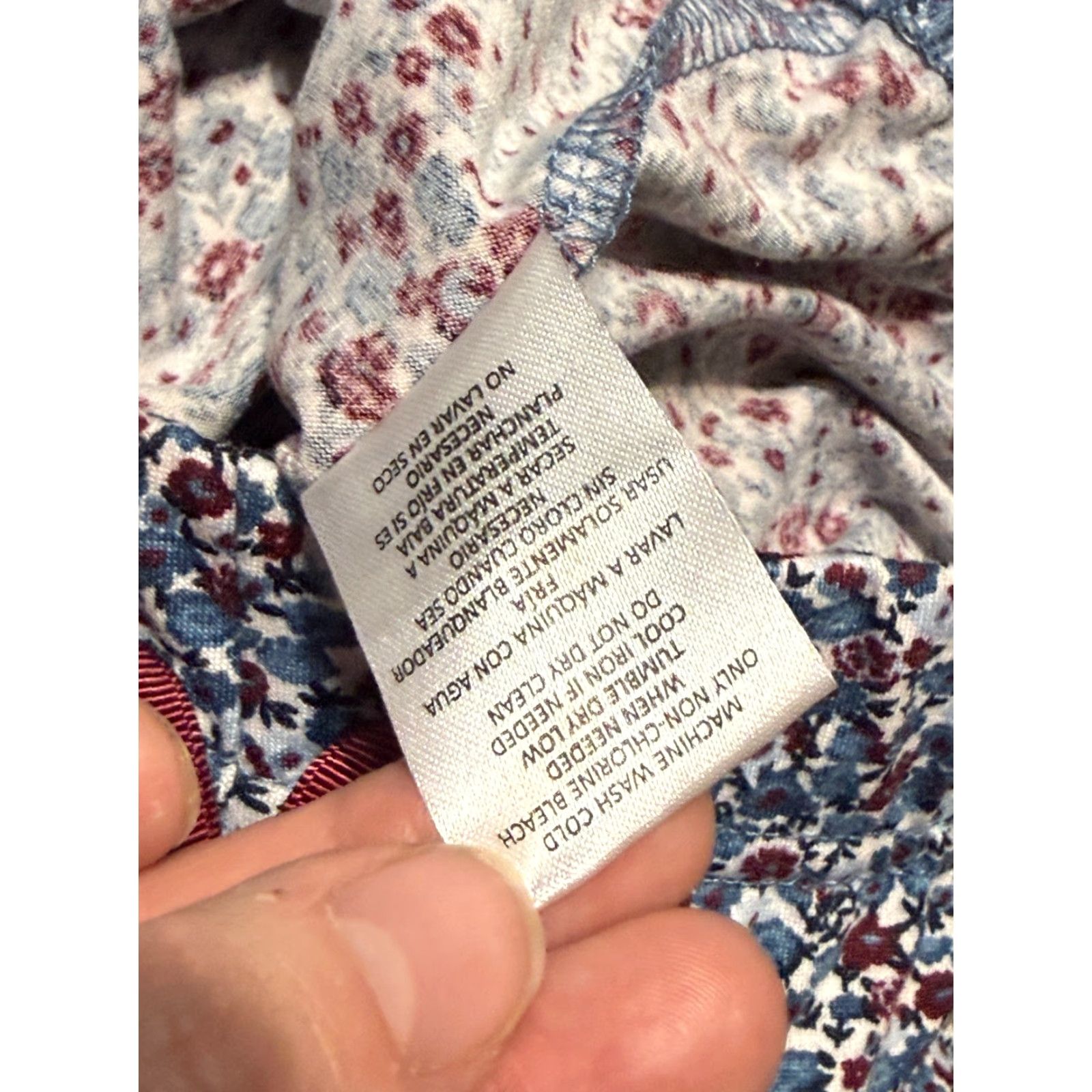 Lands' End Lands' End Women's Pajama Pants, Floral Sleepwear, Medium, Blue White Purple, Drawstring, Lightweight, Regular, Machine Washable, Sleepwear Size 32" / US 10 / IT 46 - 6 Thumbnail