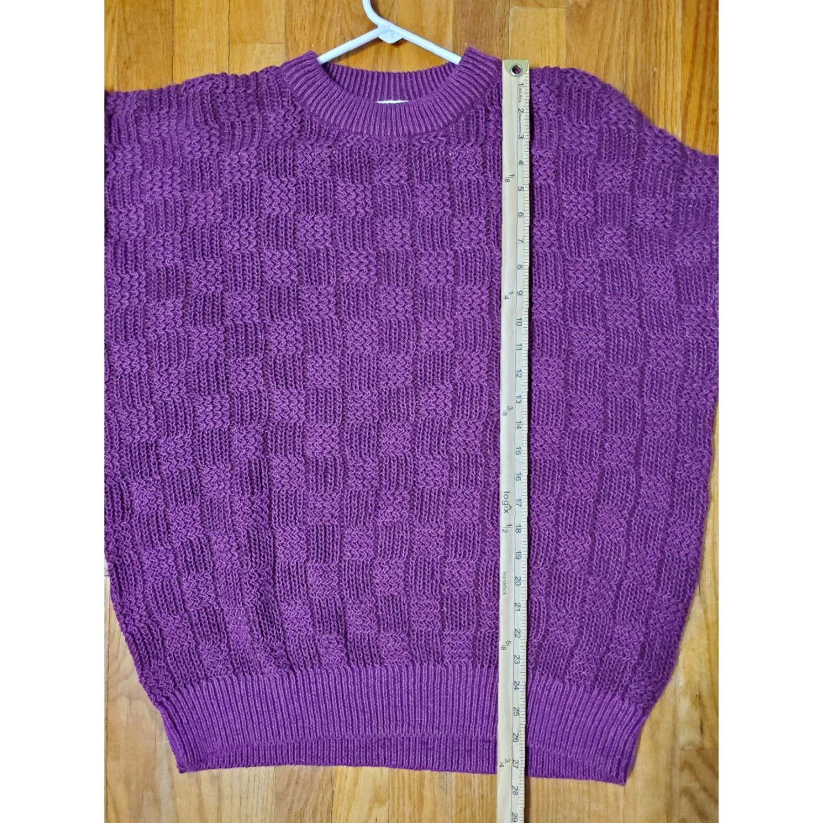 Vintage VINTAGE Weekends Sweater XL Purple Patchwork Crew Neck Women Pullover Heavyweight 80s Knit Cotton Blend Ramie Size XL / US 12-14 / IT 48-50 - 8 Thumbnail