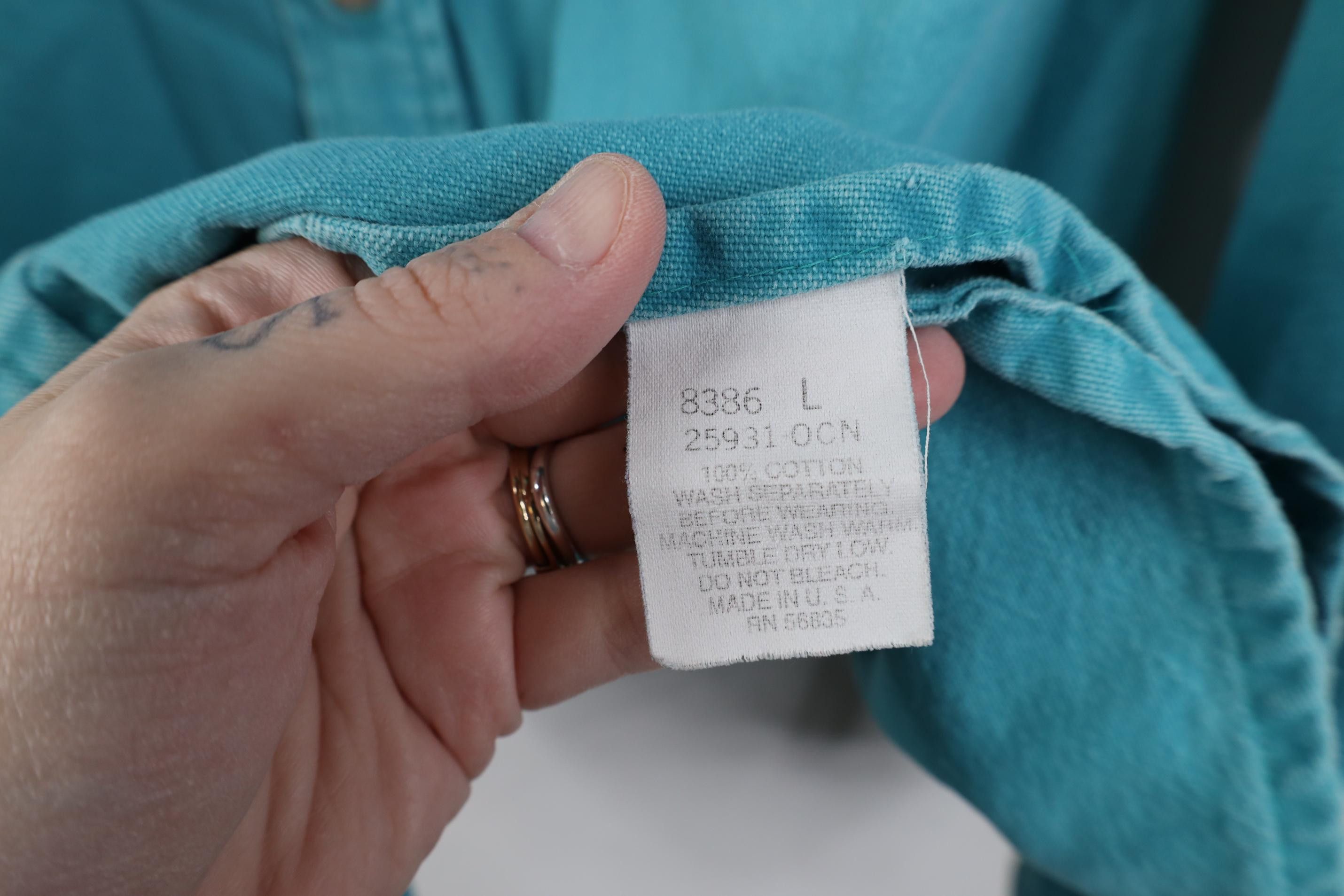 Cabelas Vintage 90s Cabelas Chamois Cloth Collared Button Shirt Teal Size US L / EU 52-54 / 3 - 6 Thumbnail