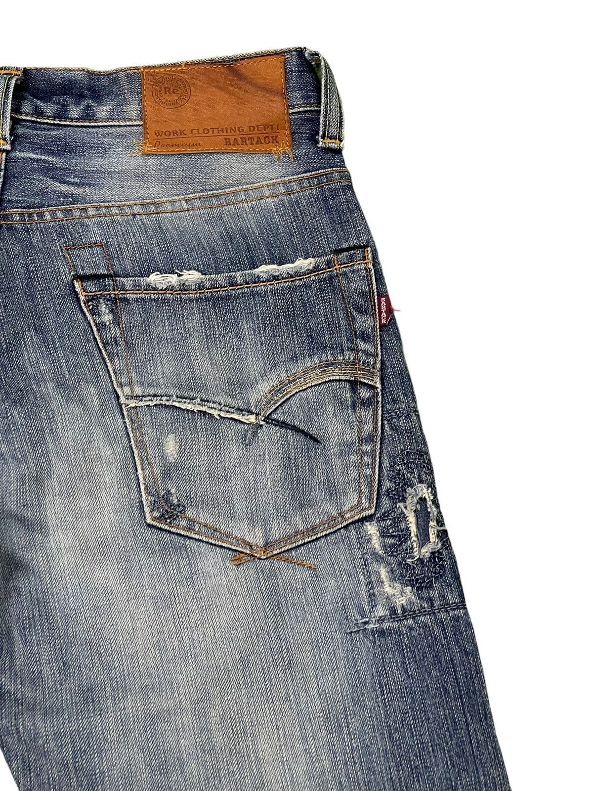 Japanese Brand Boro Jeans Bartacks Japan Patchwork Denim Cropped 7🟦9 Size US 29 - 21 Thumbnail