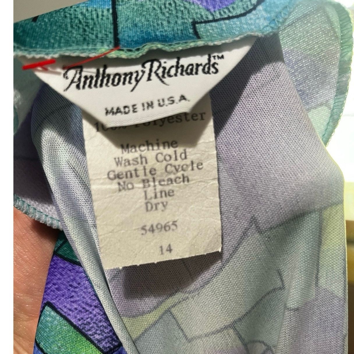 Vintage Vintage Anthony Richards Blue Green Geometric Dress Large 14 Size L / US 10 / IT 46 - 7 Thumbnail