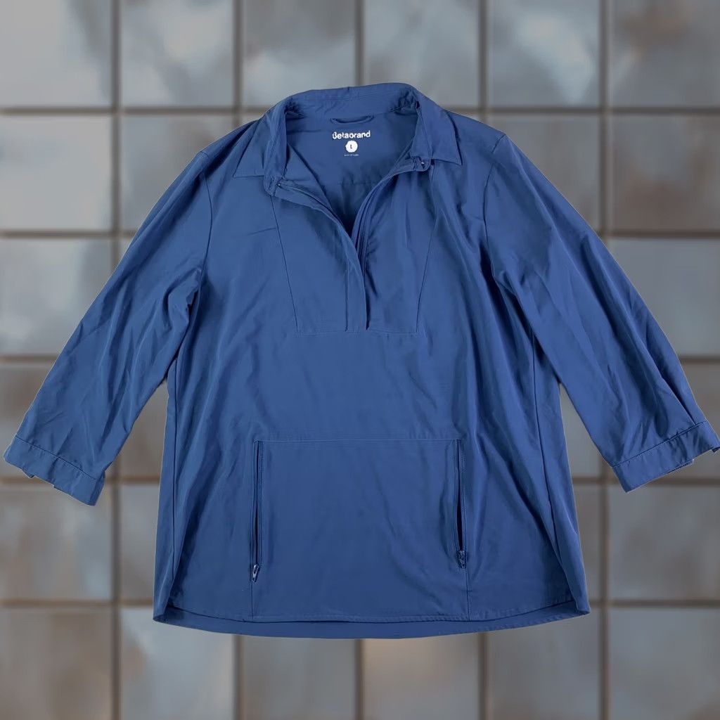 Vintage Betabrand Shirt Womens Large Blue Lightweight Collared Zipper Pullover Top Size L / US 10 / IT 46 - 1 Thumbnail
