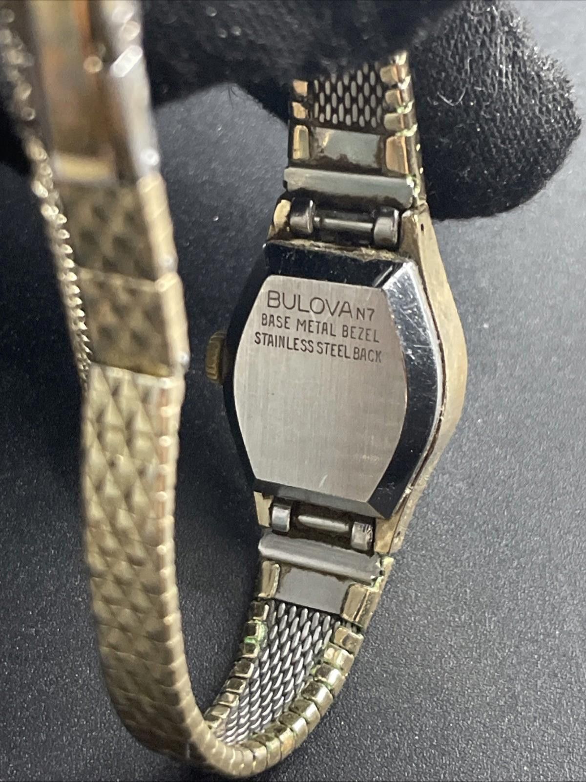 Bulova Vtg Bulova N7 Gold Tone Sunburst Dial Manual Wrist Watch Size ONE SIZE - 7 Thumbnail