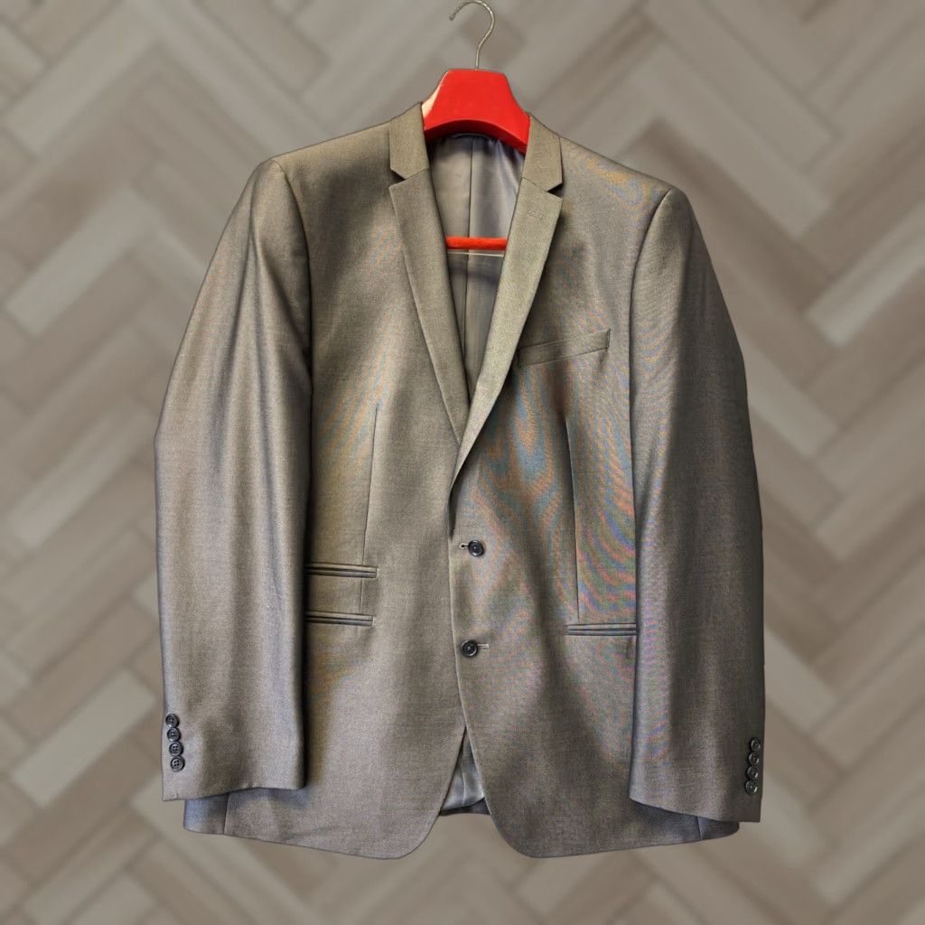 ANDREW FEZA Blazer Gray Metallic 44L 140-38 Jacket Mens