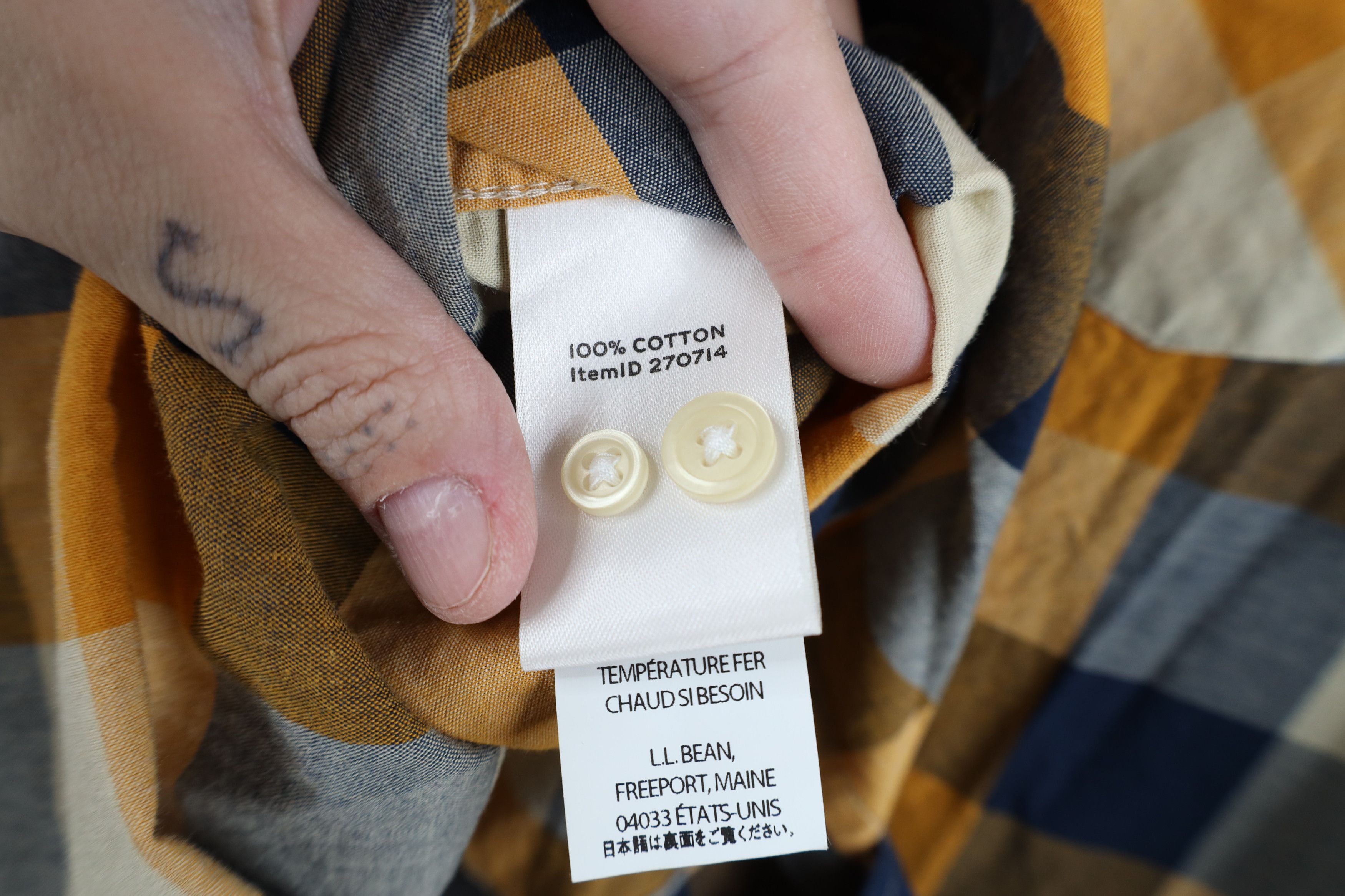 L.L. Bean LL Bean Checkered Collared Button Down Shirt Orange Cotton Size US S / EU 44-46 / 1 - 9 Thumbnail