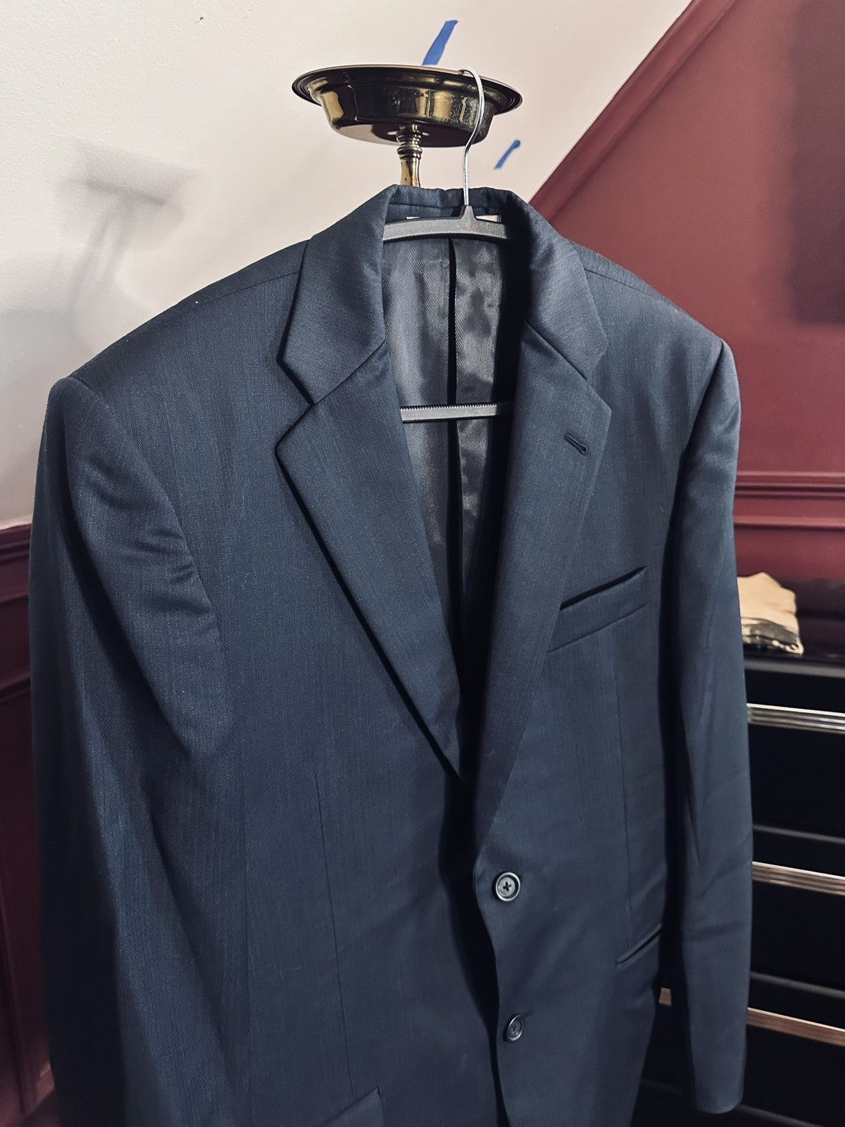 Burberry Navy blue herringbone striped wool MiUSA jacket Size 38R - 2 Thumbnail