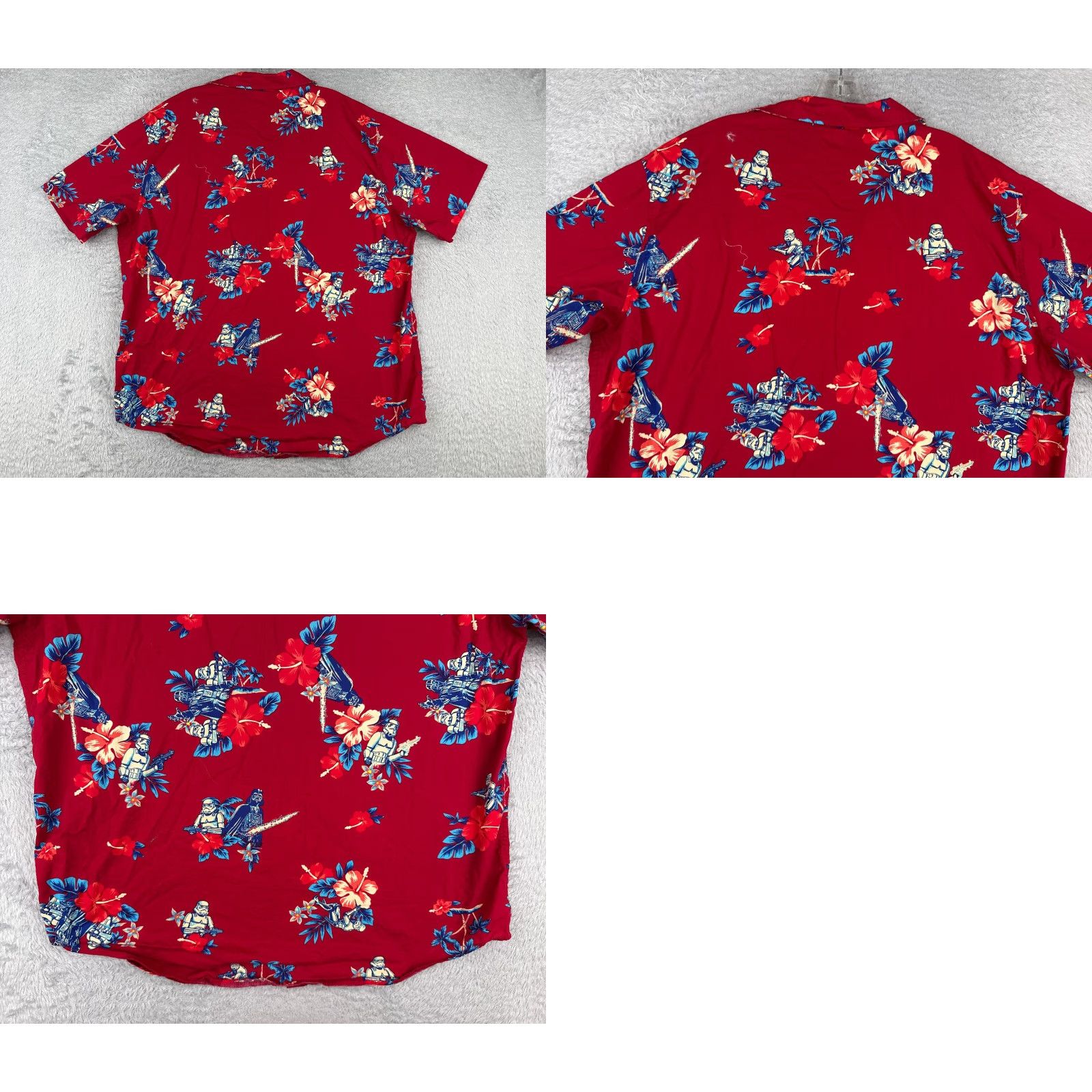 Star Wars Star Wars Shirt Men XL Red Floral Hawaiian Button-Up Short Sleeve Cotton Vintage: No Size US XL / EU 56 / 4 - 9 Thumbnail
