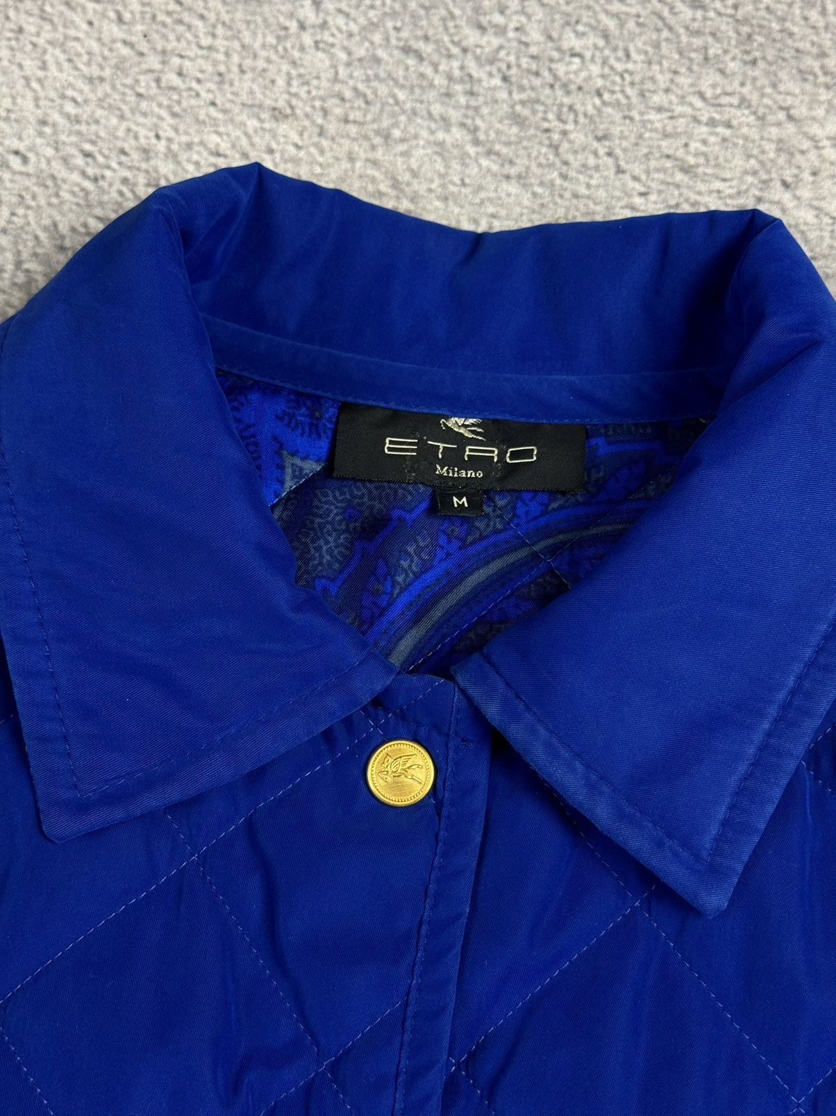 Etro × Vintage ETRO Milano Silk Quilted Blue Jacket Size M / US 6-8 / IT 42-44 - 6 Thumbnail