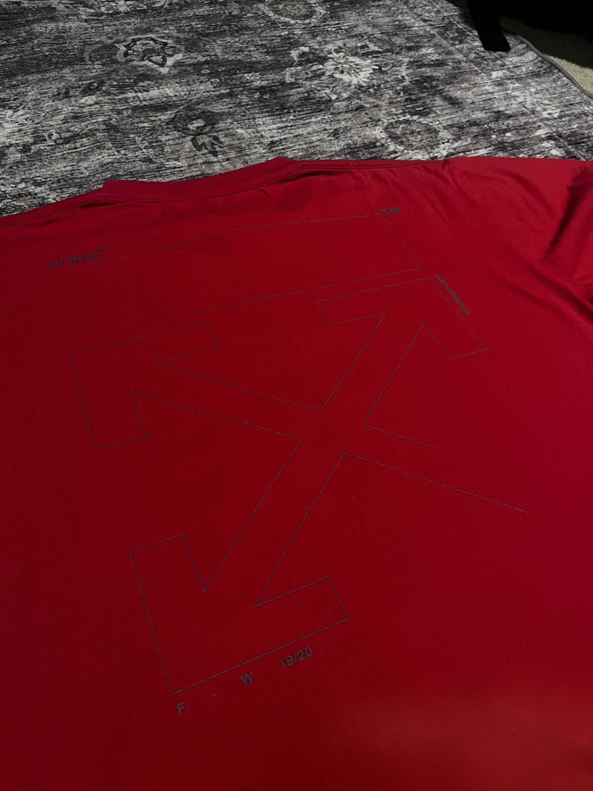 Off-White Off-White Red Unfinished reflective logo T-Shirt Size US XL / EU 56 / 4 - 3 Thumbnail