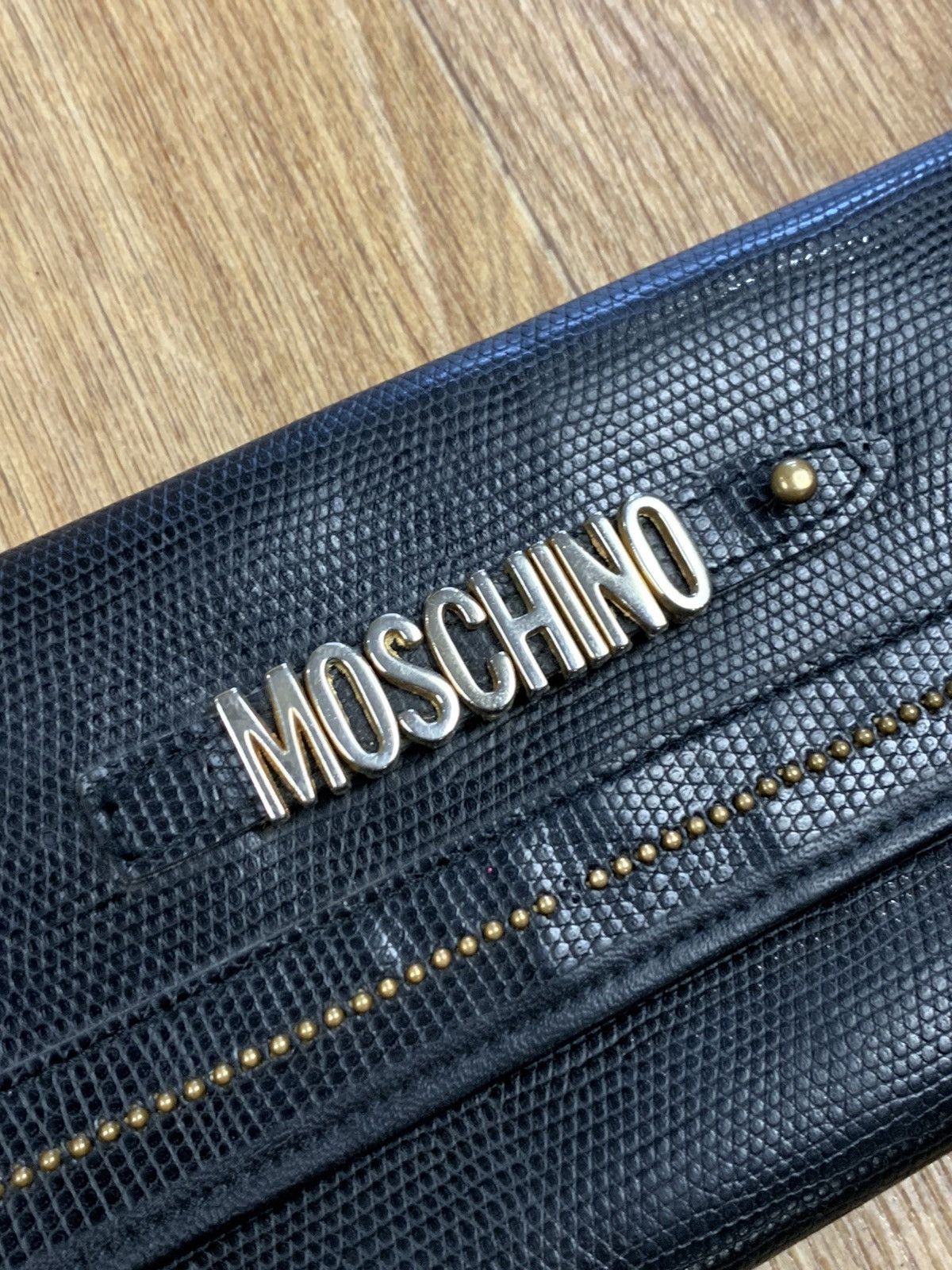 Moschino Moschino Black Leather Metal Letter Logo Purse Wallet Size ONE SIZE - 2 Thumbnail