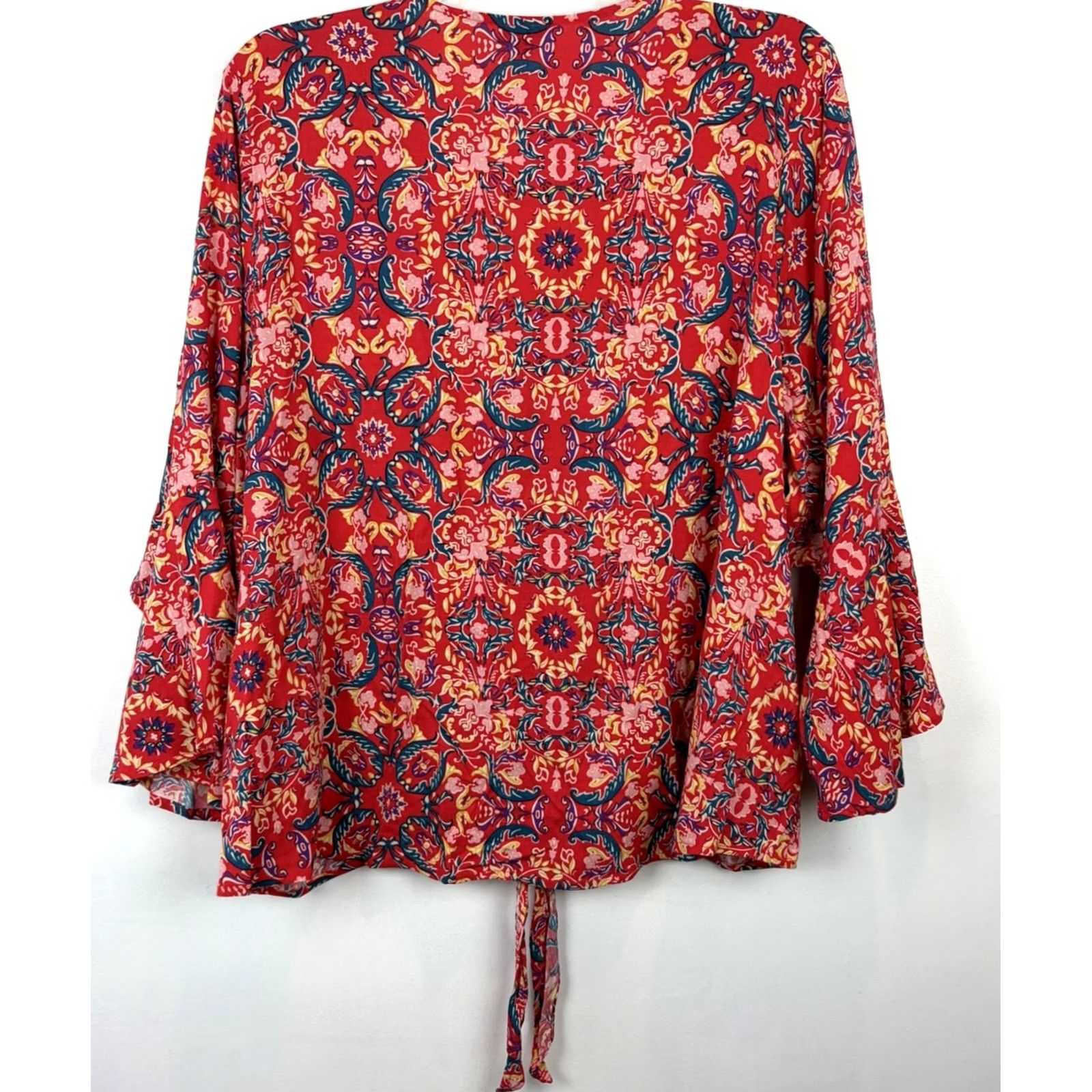Torrid Torrid Blouse Womens 4X Red Floral Peasant Bohemian Boho Hippie Top Size XXL / US 16-18 / IT 52-54 - 2 Thumbnail