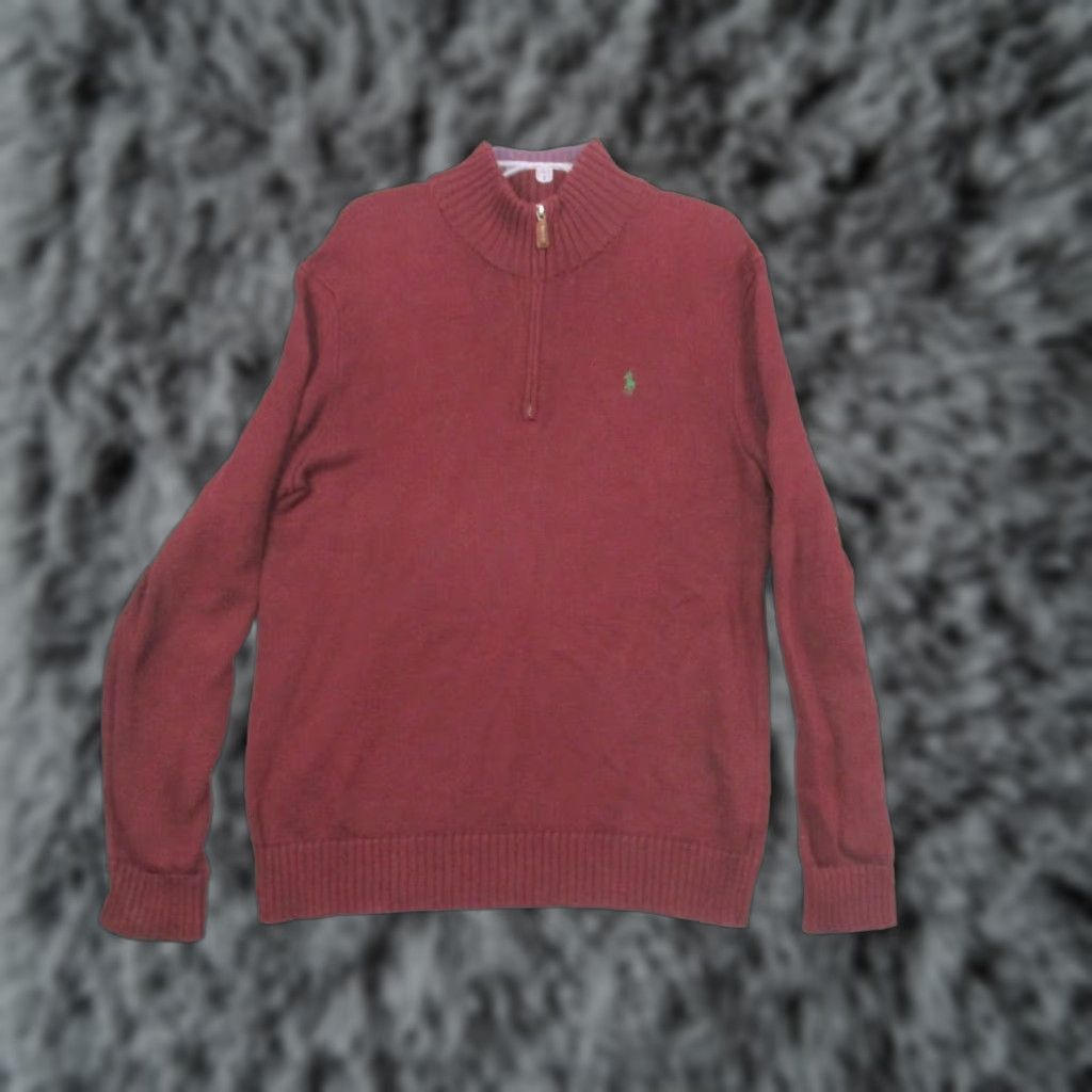 Ralph Lauren Polo Ralph Lauren Sweater Medium Men 1/4 Zip Mock Neck Burgandy Size US M / EU 48-50 / 2 - 1 Thumbnail