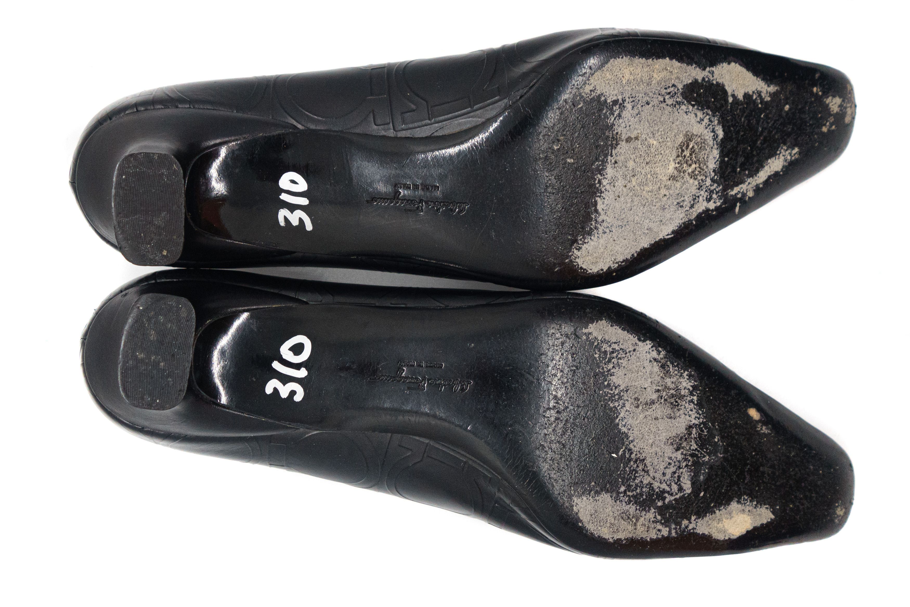 Salvatore Ferragamo 00S Square Toe Monogram Leather Heels Vintage Size US 10 / IT 40 - 5 Thumbnail