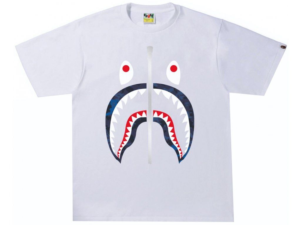 image of Bape Sand Camo Shark Tee in White, Men's (Size 2XL)