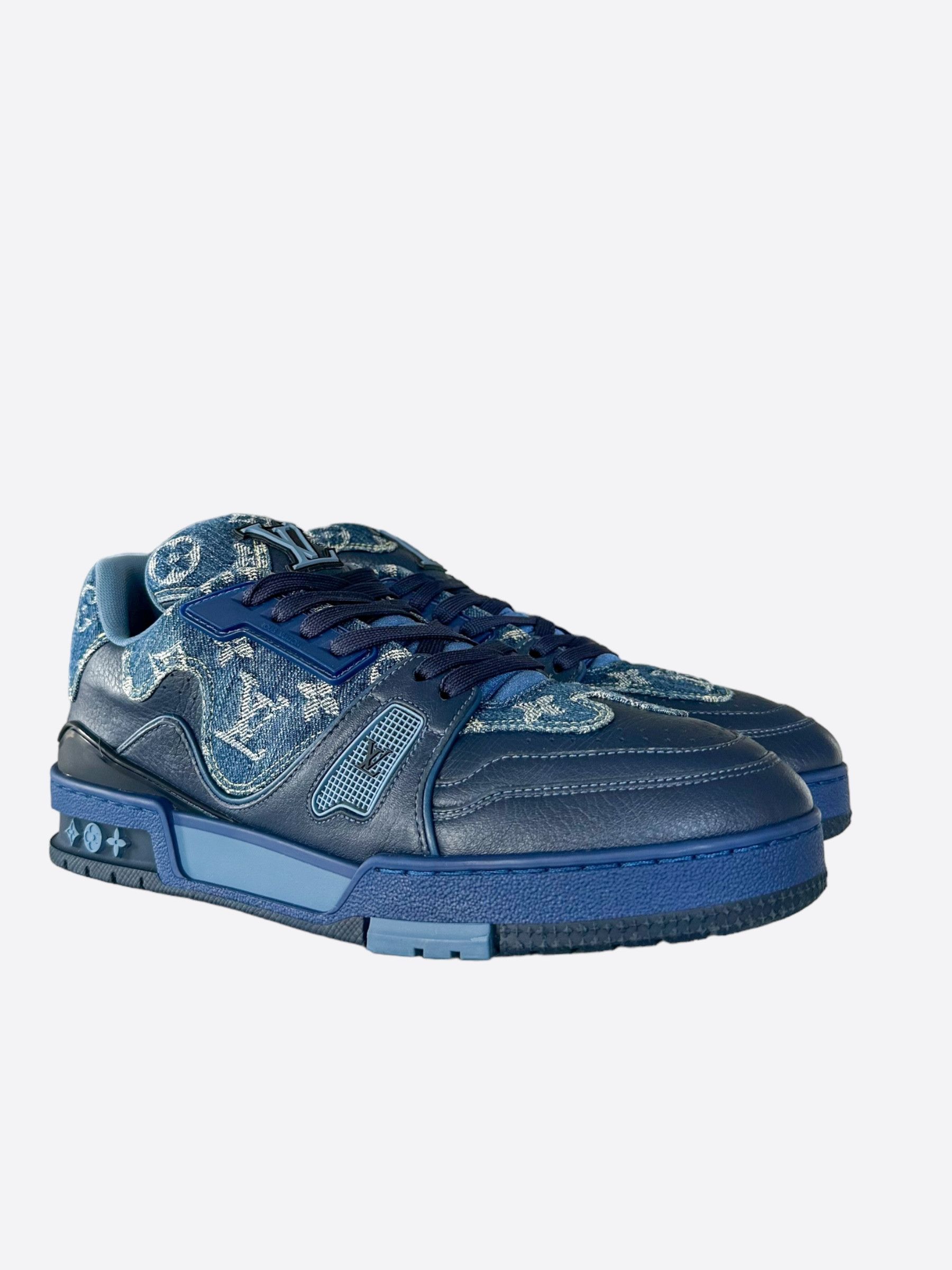 Louis Vuitton × Nigo Louis Vuitton Nigo Blue Denim Monogram Trainers Size US 8 / EU 41 - 5 Thumbnail