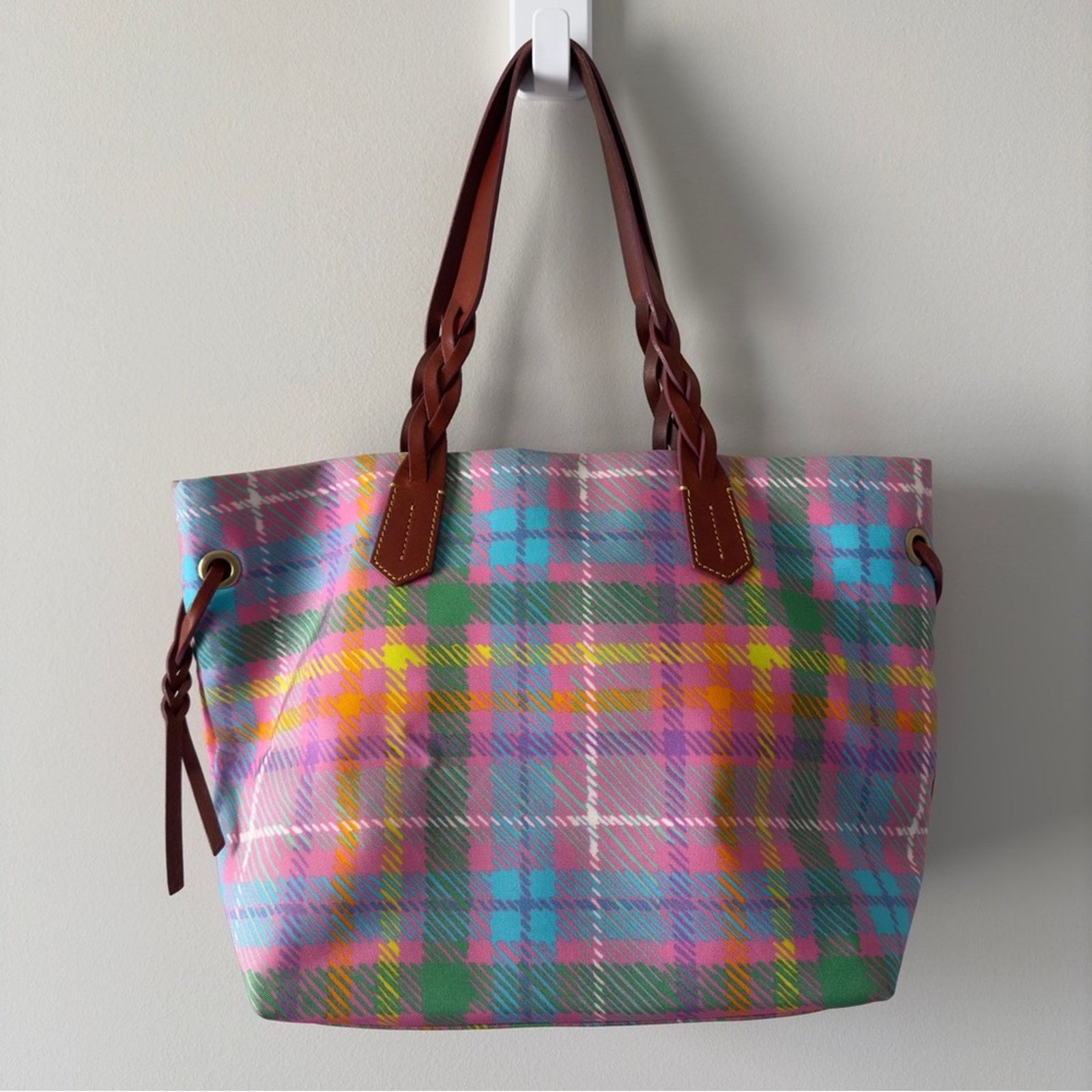 Dooney & Bourke Dooney & Bourke plaid shopper tote colorful braided leather Size ONE SIZE - 2 Thumbnail