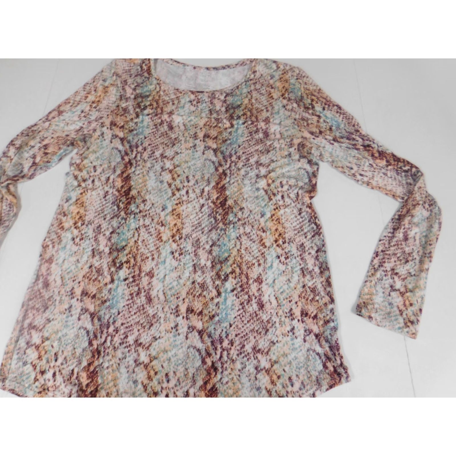 Apt. 9 Apt 9 Blouse Womens S Crew Neck Pullover Casual Multicolor Blue Stretch Shop Basic Classic Regular Size Small Size S / US 4 / IT 40 - 2 Thumbnail