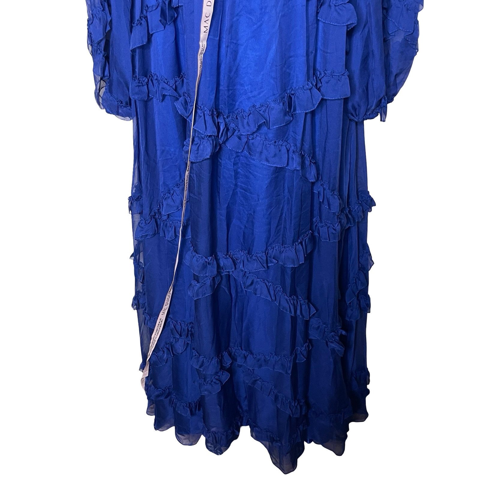 Other New Mac Duggal Blue Cascade Ruffle Puff Sleeve A Line Gown Size XL / US 12-14 / IT 48-50 - 5 Thumbnail