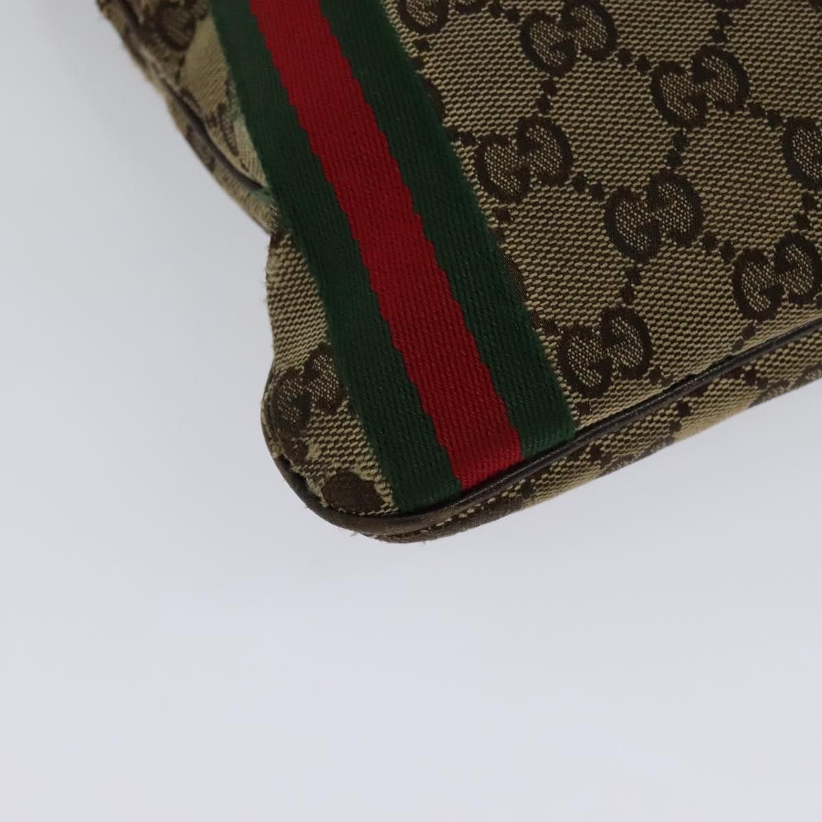 Gucci GUCCI GG Canvas Web Sherry Line Shoulder Bag Beige Gold Red Size ONE SIZE - 12 Thumbnail