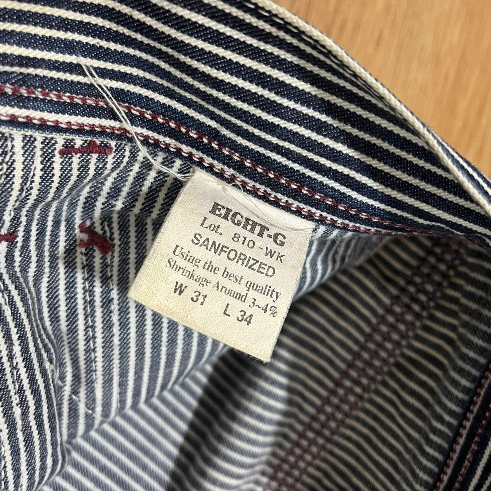 EIGHT-G Vintage Eight G carpenter Double Knee Hickory Pants Size US 31 - 8 Thumbnail