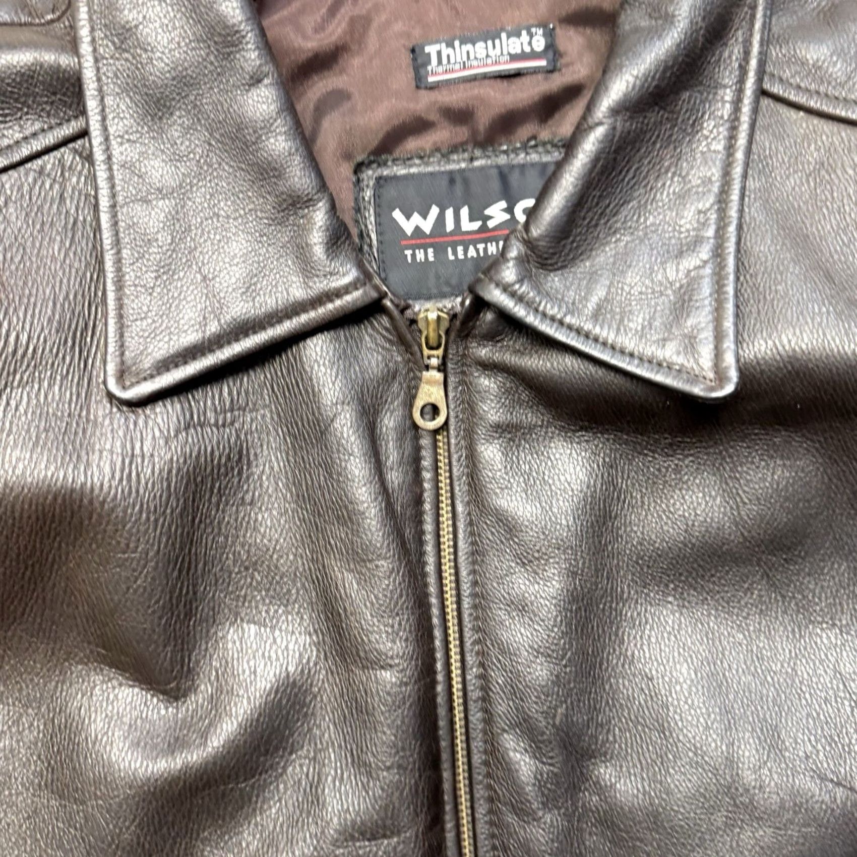 Vintage VINTAGE Wilsons Leather Bomber Jacket Mens L Thinsulate Lined Brown Solid Jacket Size US L / EU 52-54 / 3 - 7 Thumbnail