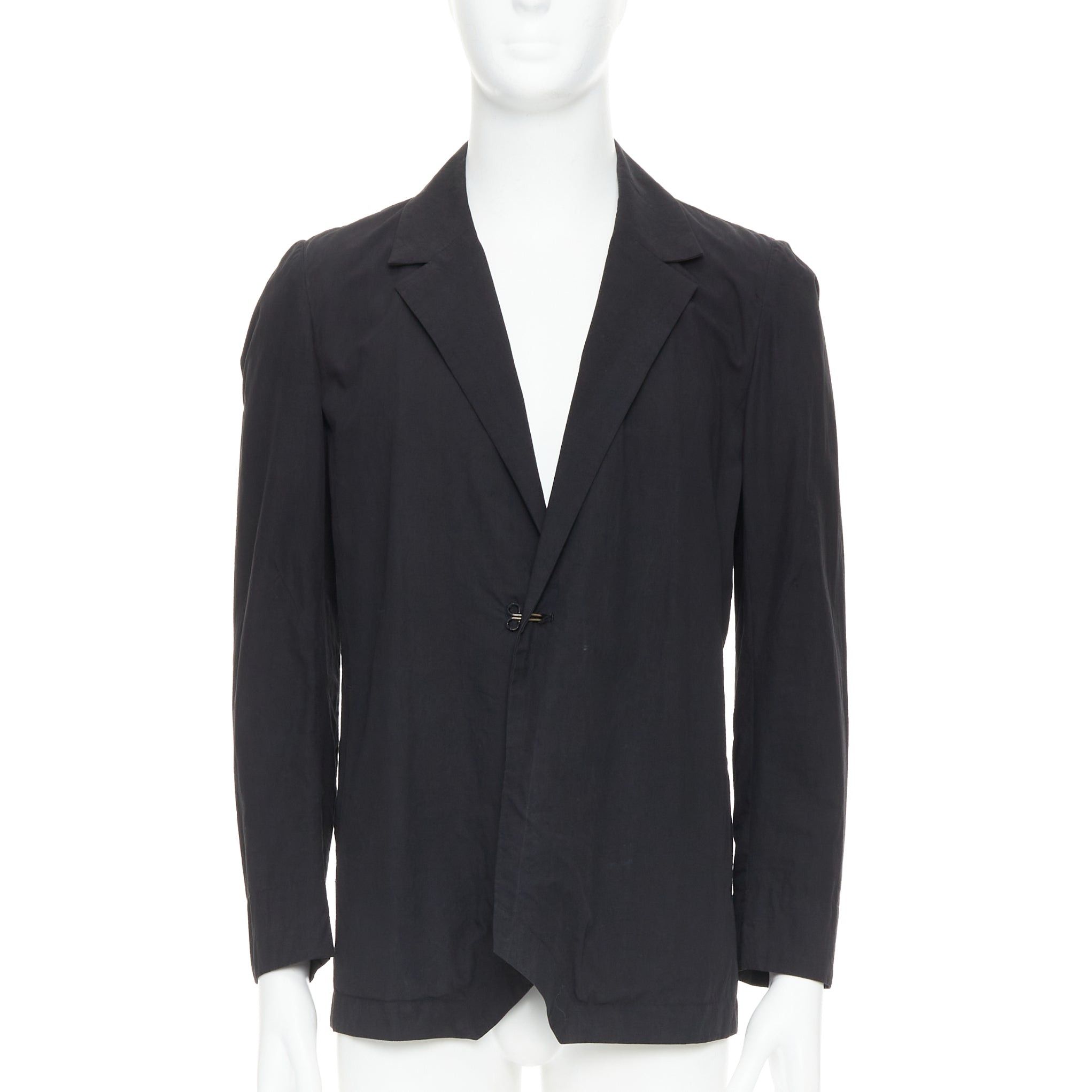 Attachment ATTACHMENT Kazuyuki Kumagai black cotton angular hem relaxed blazer JP3 L Size 50R - 1 Thumbnail