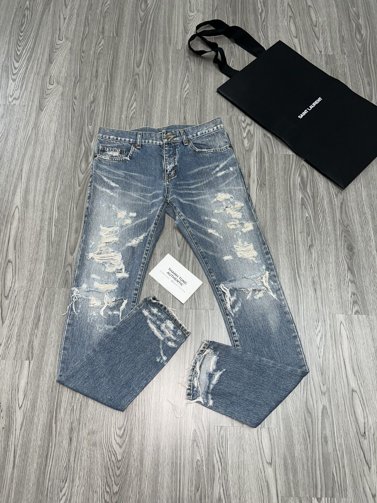 Hedi Slimane Saint Laurent Big Crash Denim Jeans Fw13 Size US 30 / EU 46 - 2 Thumbnail