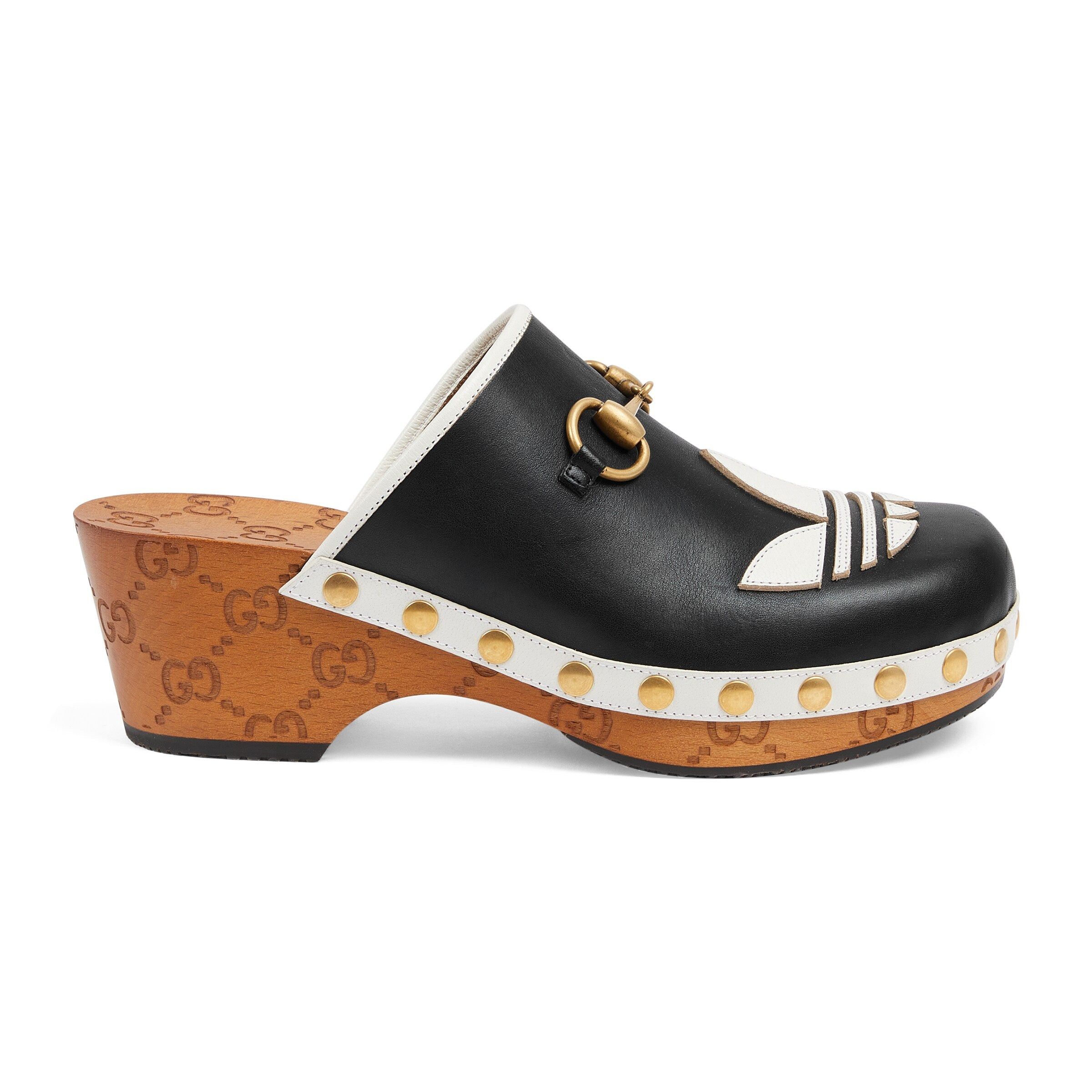 image of Gucci X Adidas Horsebit Leather Clogs Size 39.5 in Black, Women's