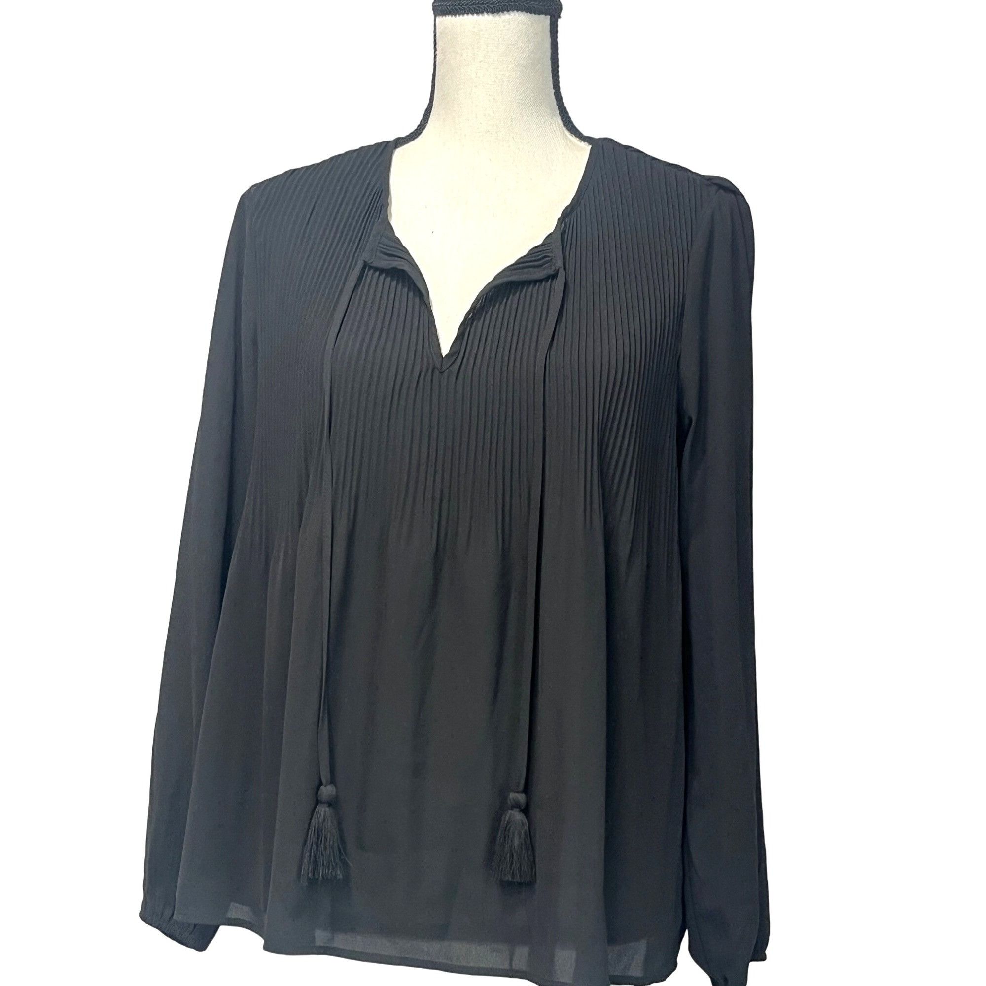 Other DR2 Women’s Plisse Peasant Top, Black, XS Size XS / US 0-2 / IT 36-38 - 1 Thumbnail