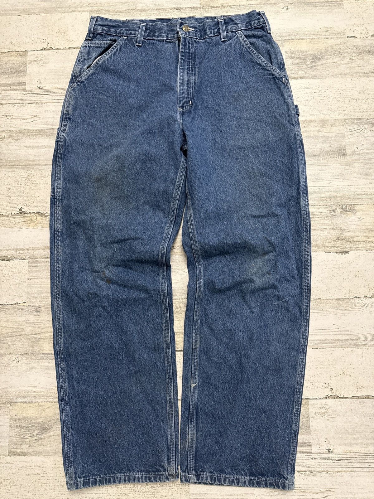 Carhartt Carhartt Baggy Blue Denim Carpenter Workwear Jeans 36x32 Size US 36 / EU 52 - 3 Thumbnail