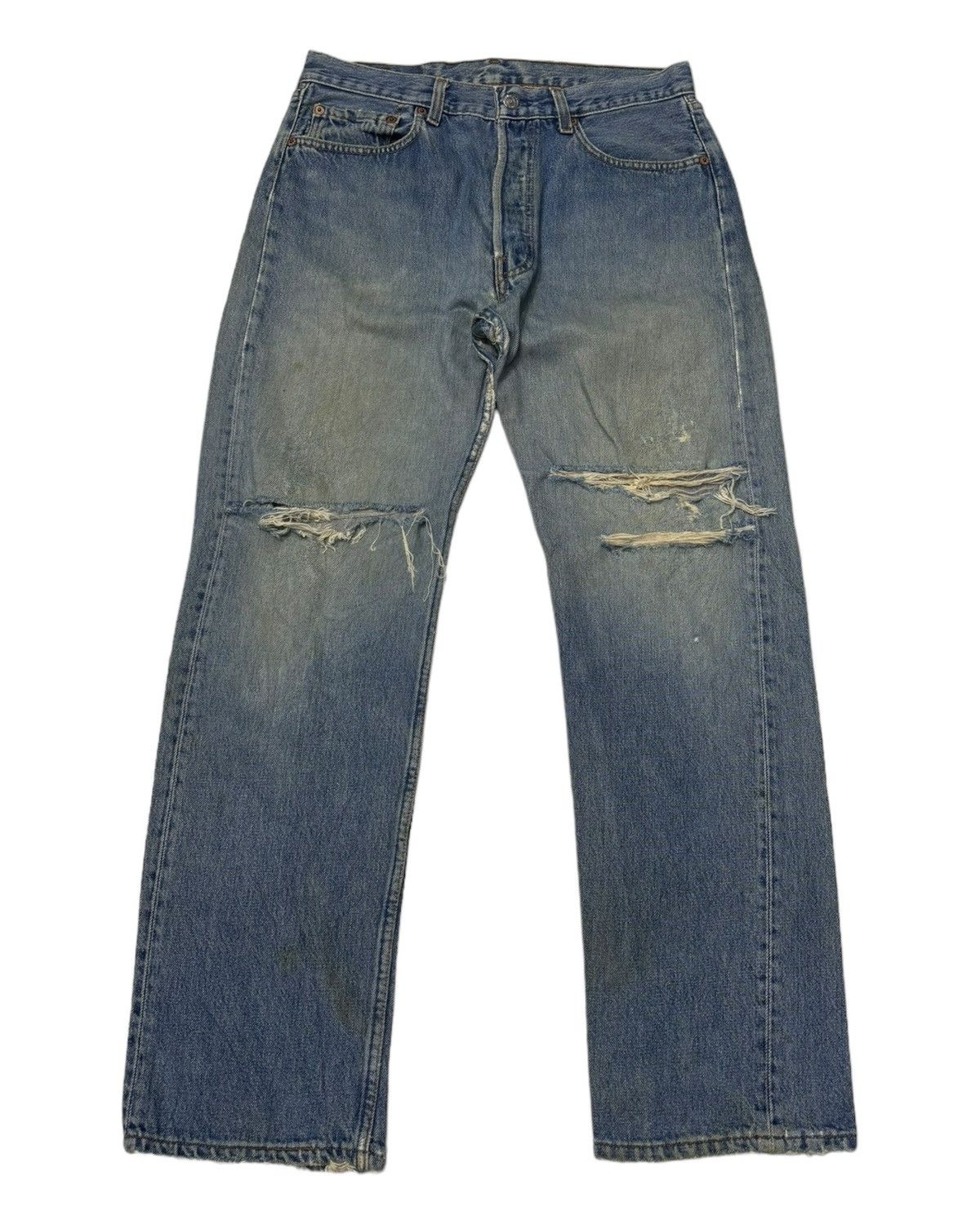 RARE🔥LEVIS 501 BUTTON 524 DISTRESSED DENIM JEANS