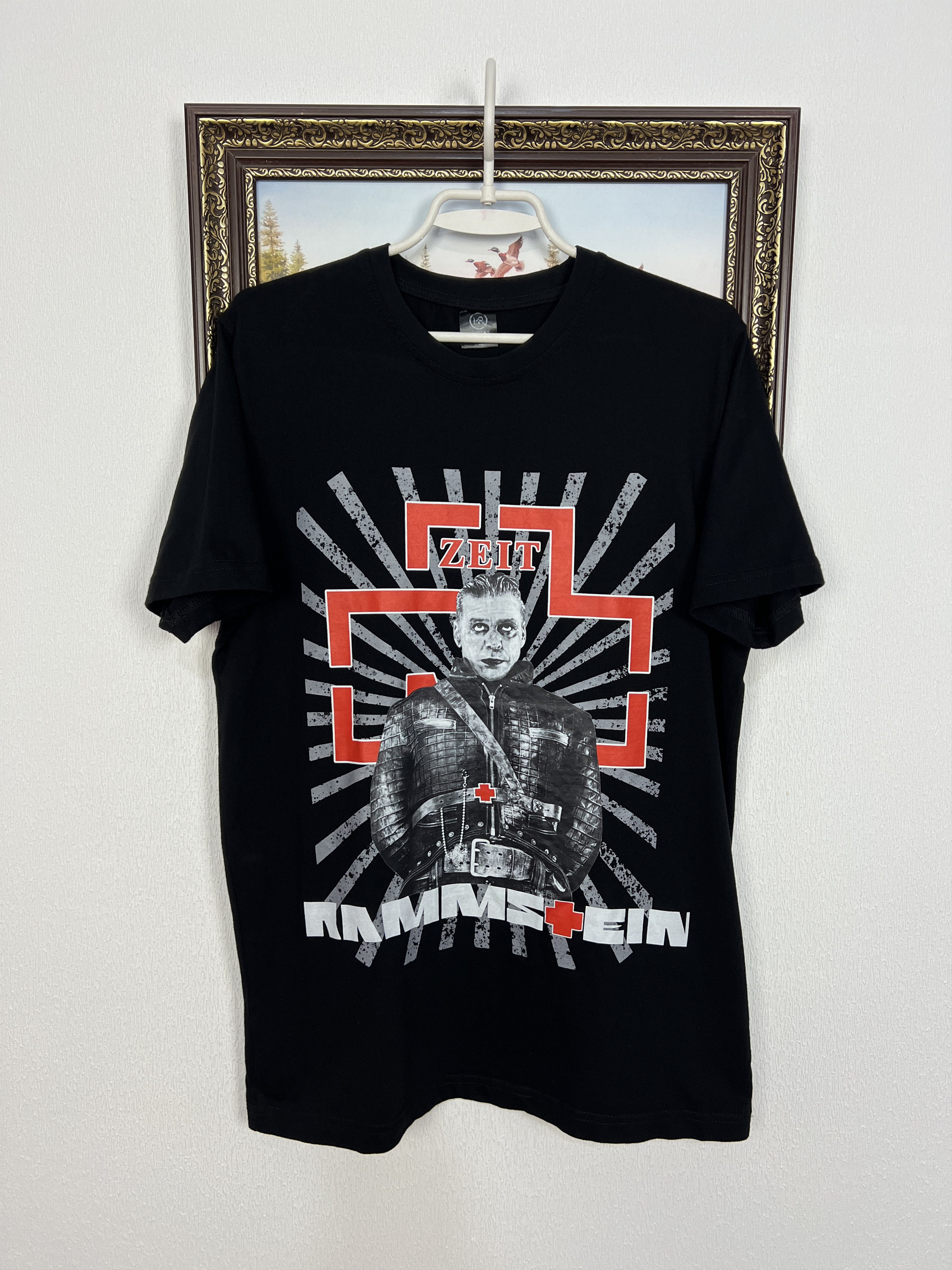 Vintage Rammstein Zeit Band Shirt Over Print Tee Rare Trikot Hype Size US L / EU 52-54 / 3 - 1 Thumbnail