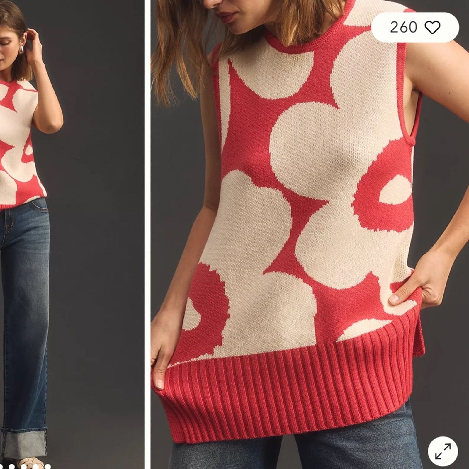 Marimekko Marimekko Tilma Unikko Knitted Wool Vest – White/Red Size XS Size XS / US 0-2 / IT 36-38 - 5 Thumbnail